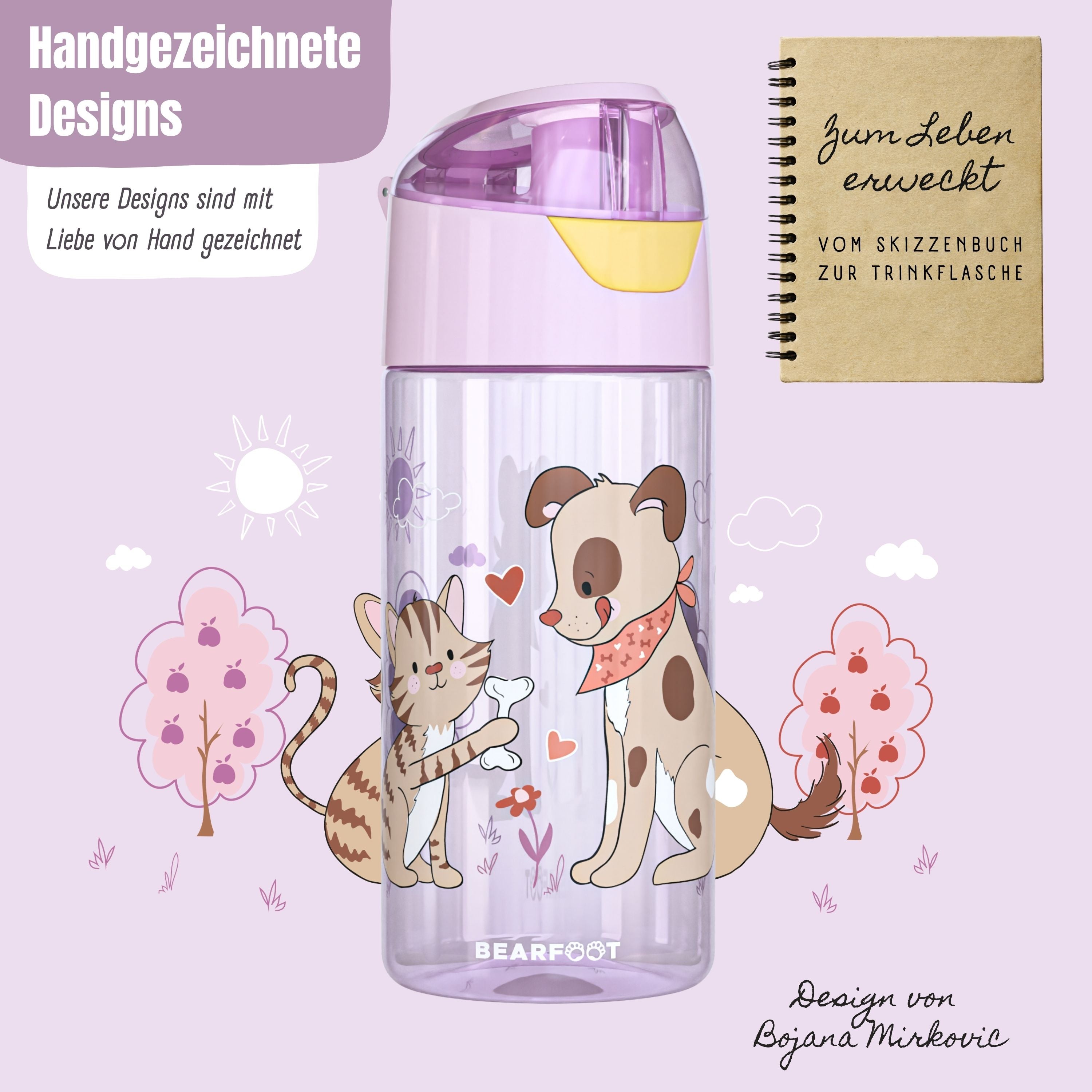 bearfoot-trinkflasche-hund-katze-pink-450ml-tritan image 2