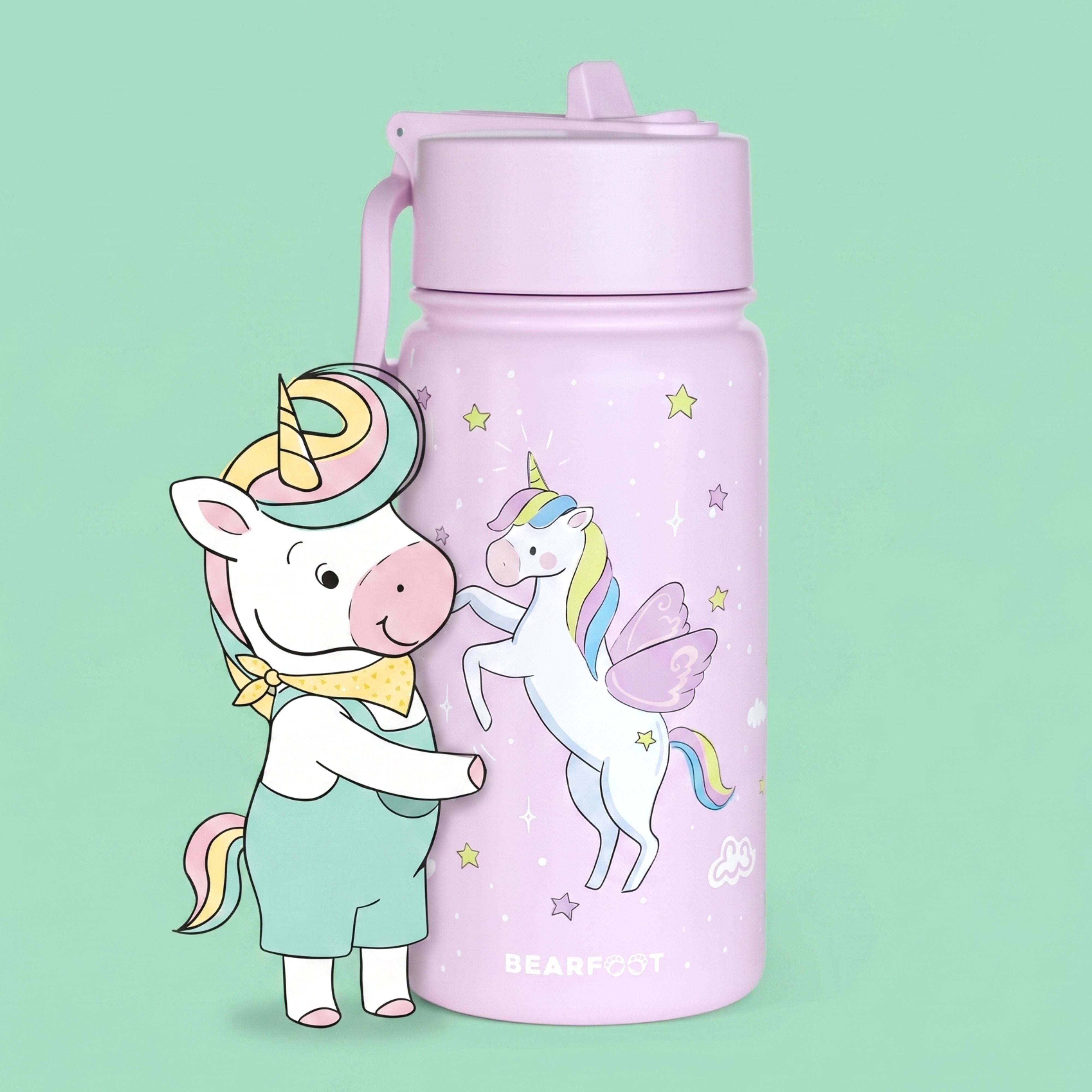 bearfoot-isolierflaschen-einhorn-lila-thermo-trinkflasche-400ml image 1