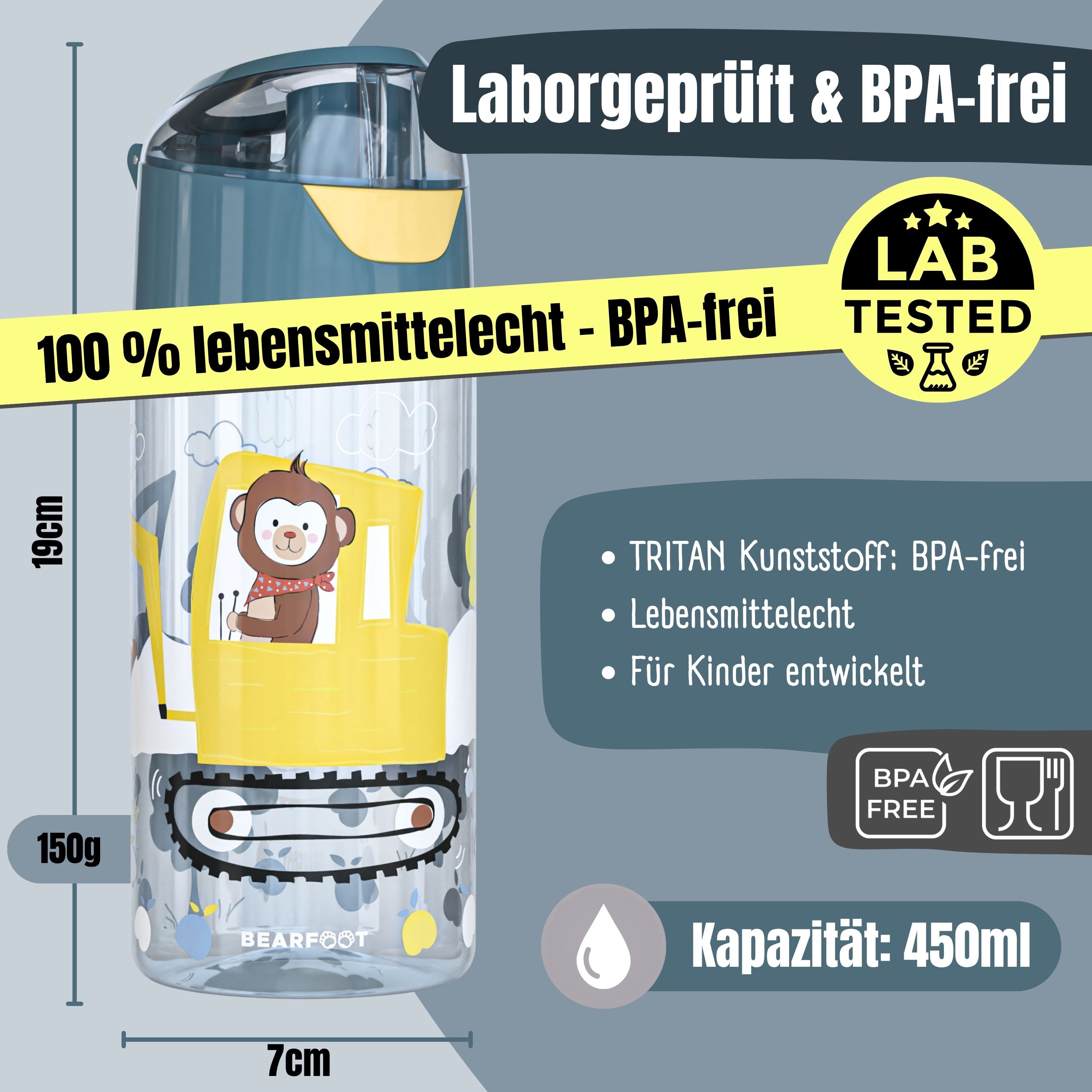 bearfoot-trinkflasche-kinder-bagger-affe-450-ml-bpa-frei-tritan image 4