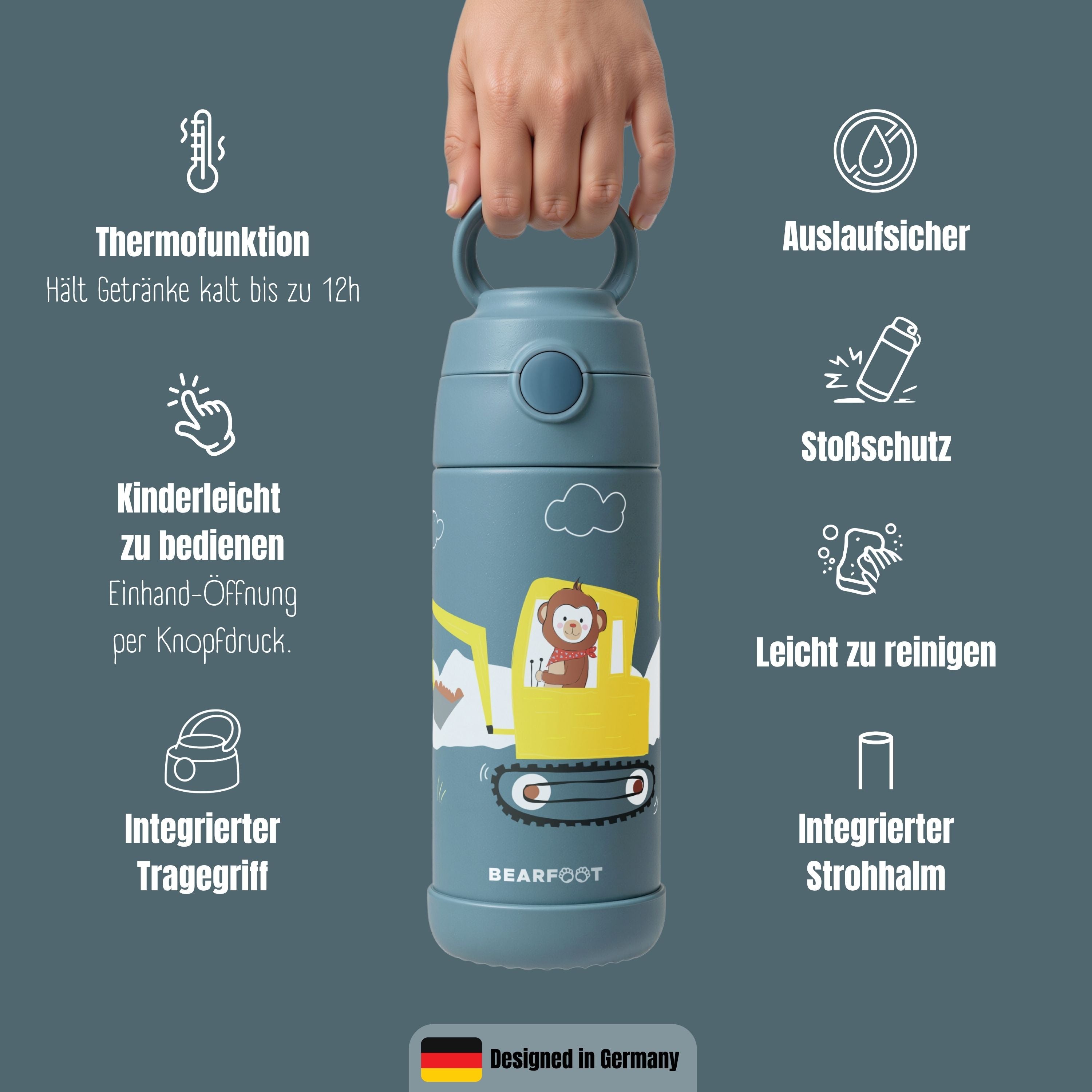 bearfoot-thermo-trinkflasche-350-ml-bagger-affe-blau-edelstahl image 8