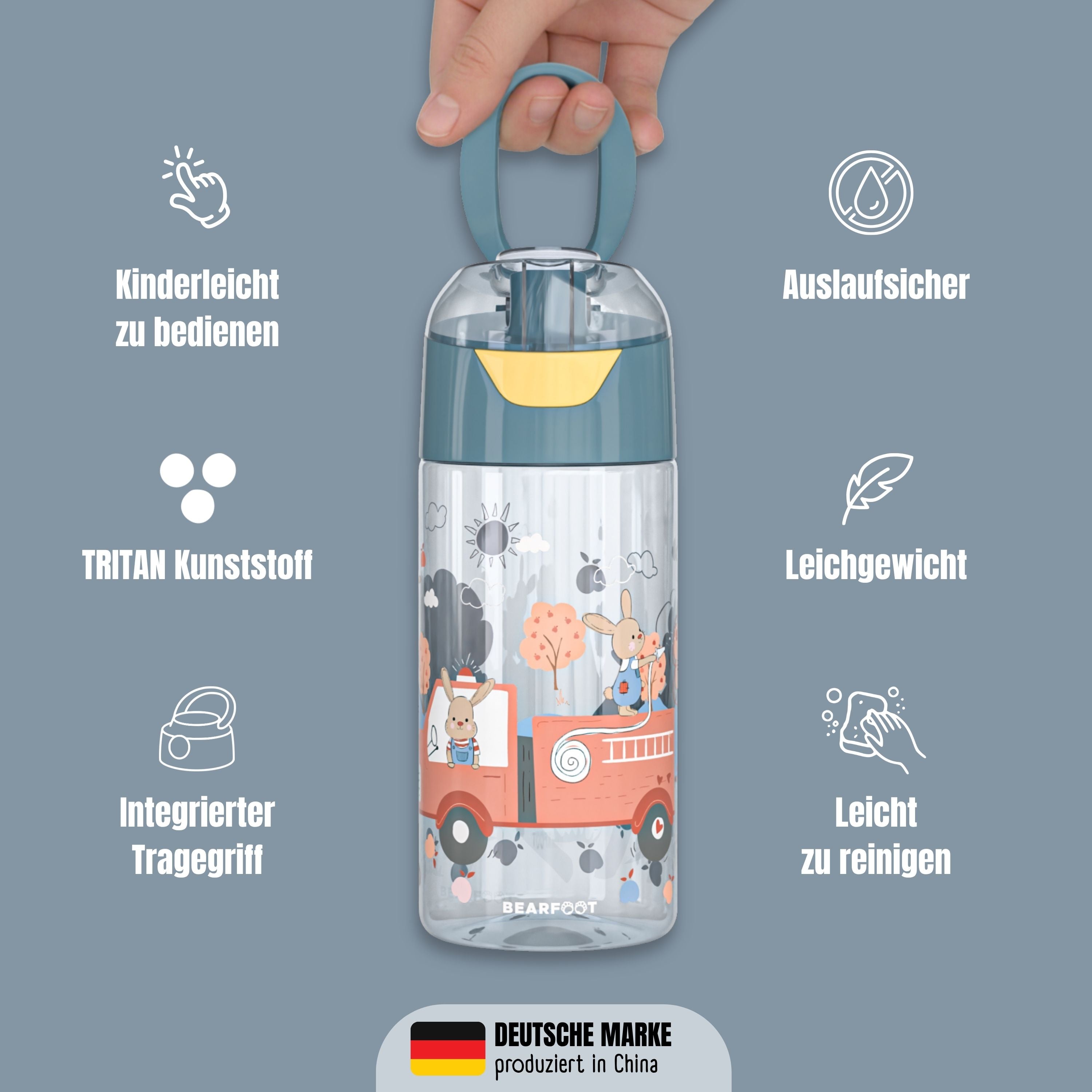 bearfoot-trinkflaschen-kindertrinkflasche-feuerwehr-450-ml image 7