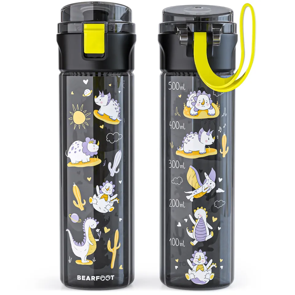bearfoot-trinkflaschen-dinos-schwarz-trinkflasche-500-ml-bpa-frei image 1