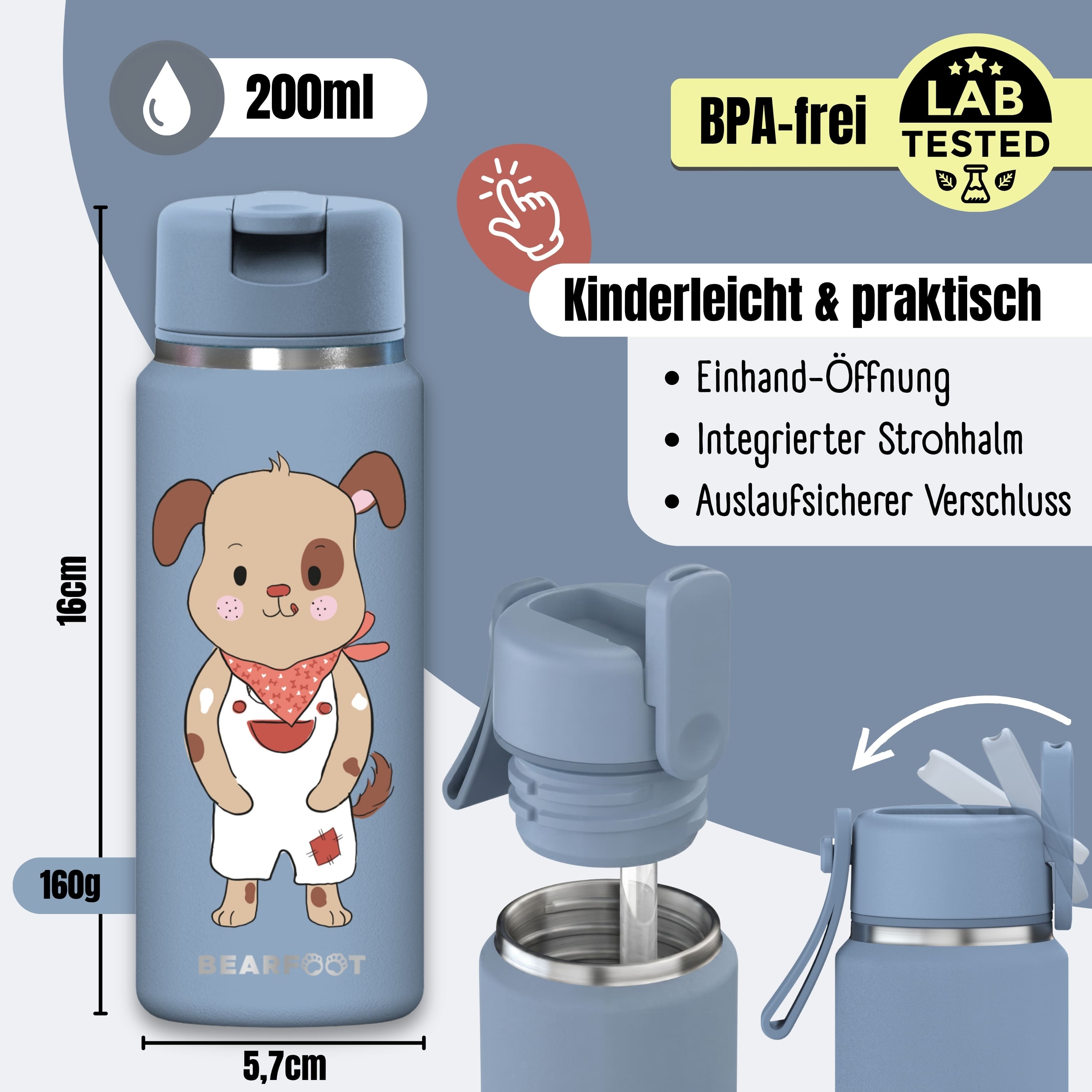 bearfoot-tiny-thermo-trinkflasche-edelstahl-hund-blau-200ml image 4