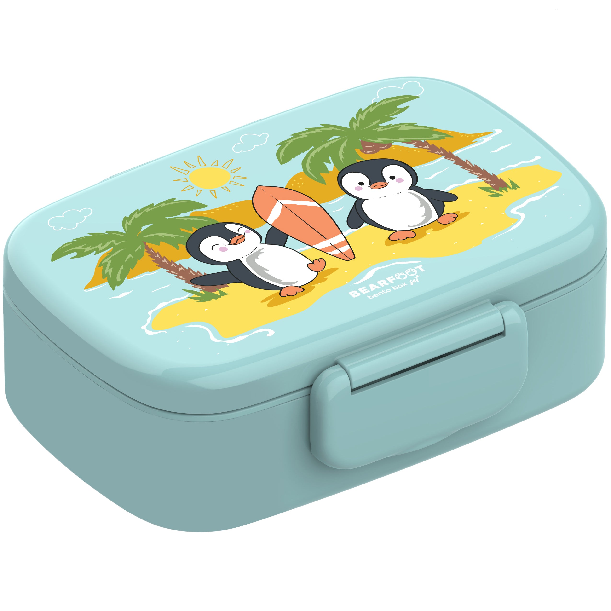 bearfoot-brotdosen-pinguin-bento-box-t-rkis-auslaufsicher-f-cher image 1