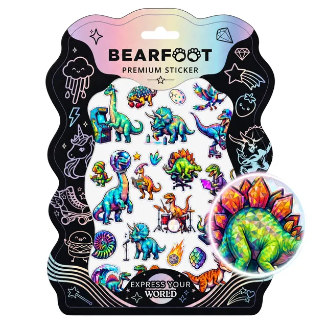 bearfoot-accessoires-dino-din-a5-sticker-holografisch-prisma image 1