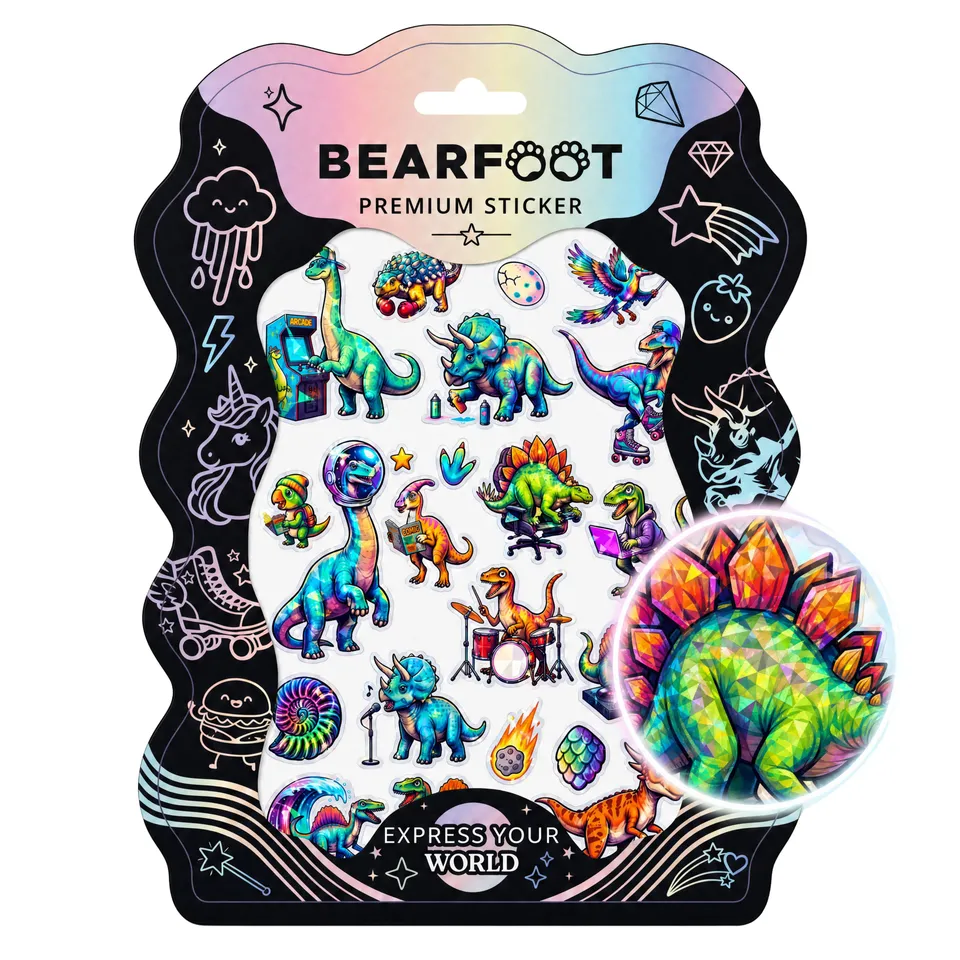 bearfoot-accessoires-dino-din-a5-sticker-holografisch-prisma image 1