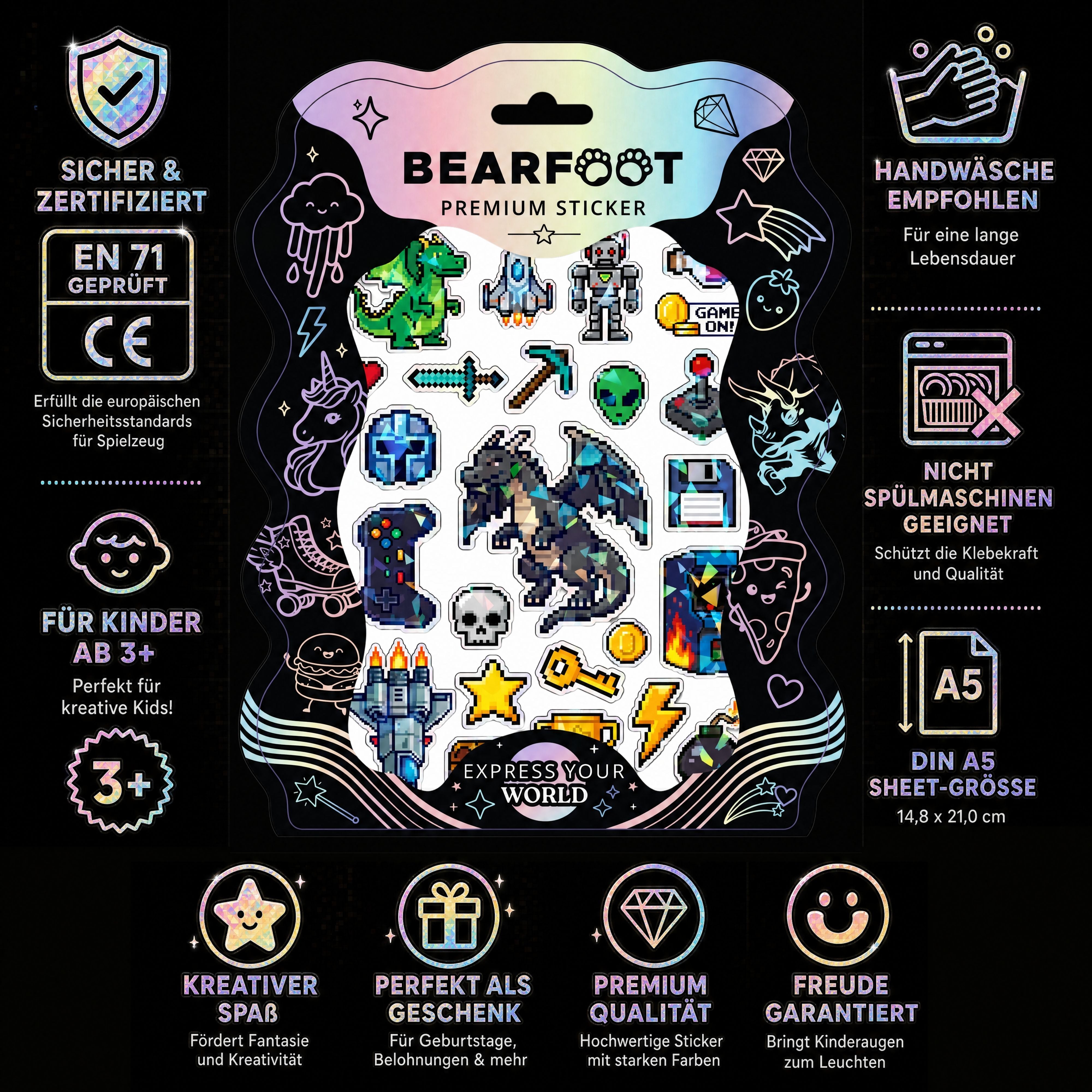 bearfoot-accessoires-premium-sticker-game-holografisch-din-a5 image 3
