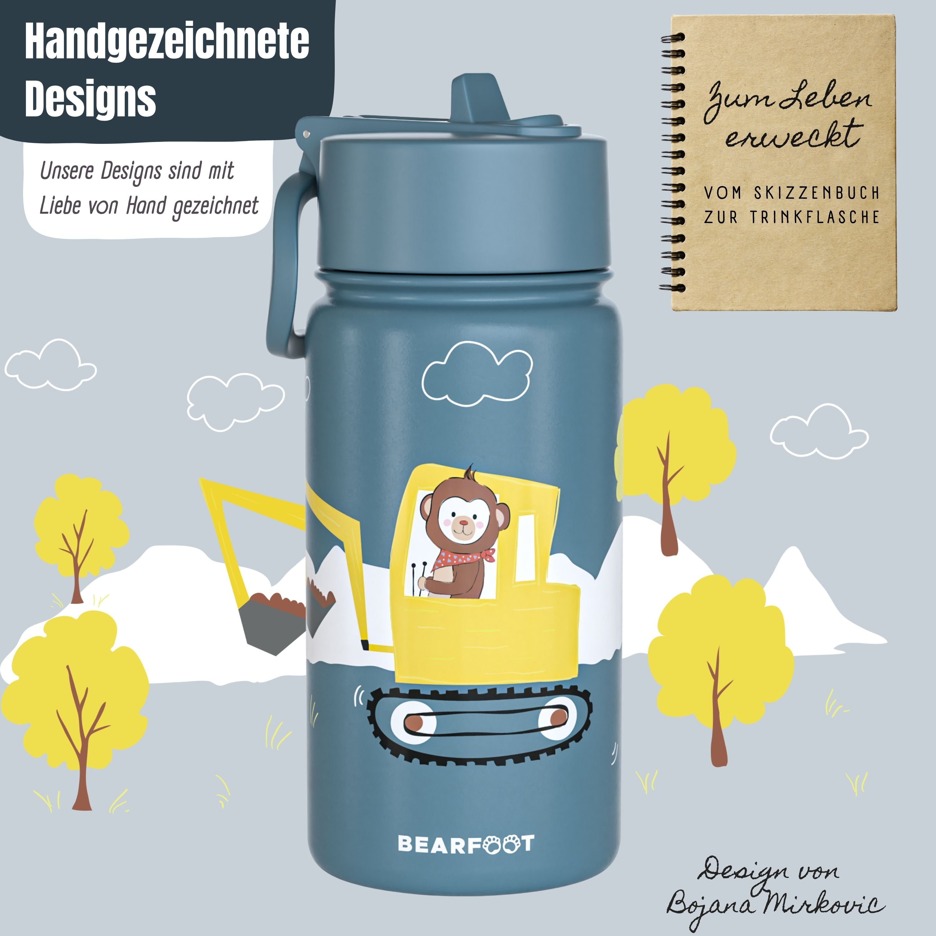 bearfoot-thermo-trinkflasche-bagger-edelstahl-400ml-blau image 3