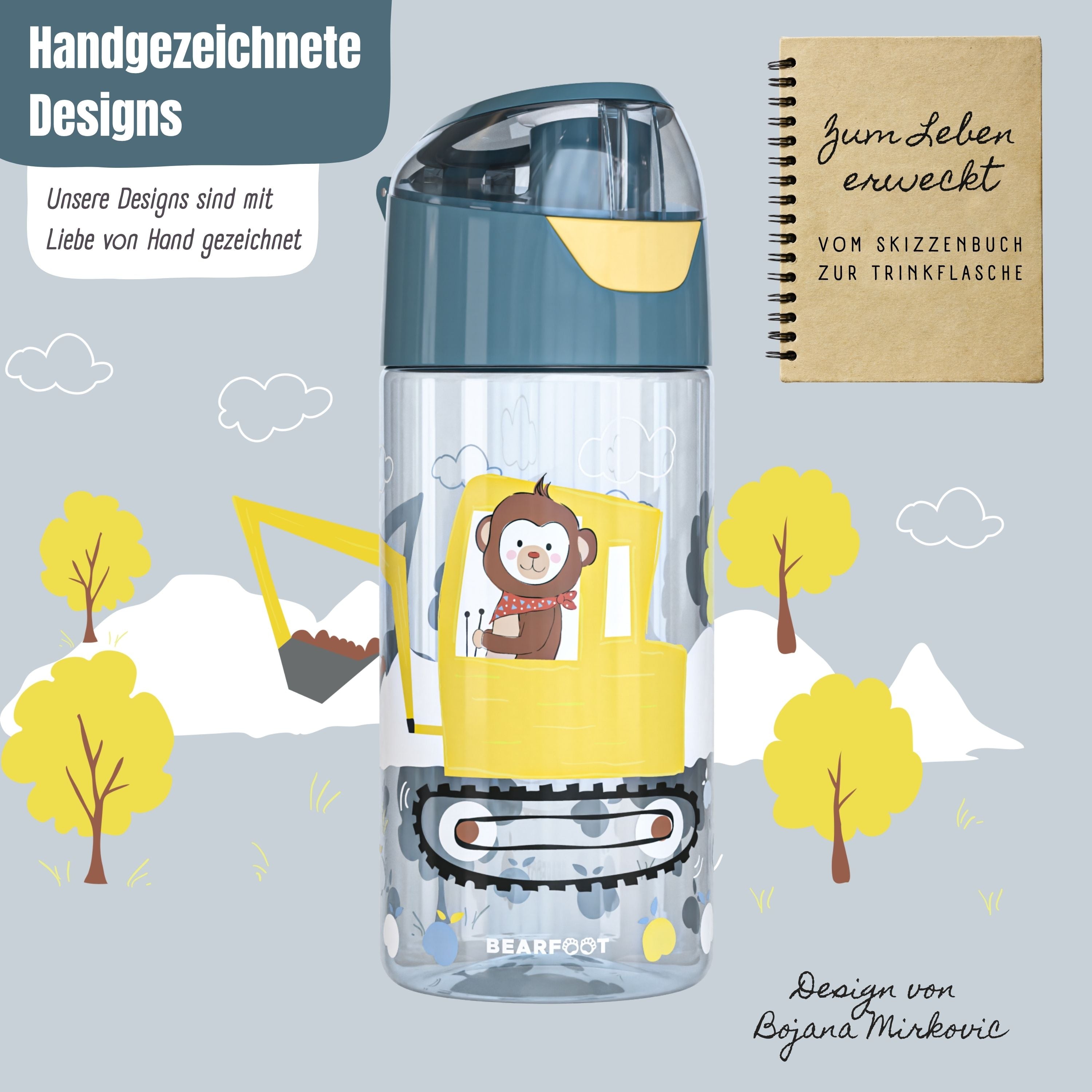bearfoot-trinkflasche-kinder-bagger-affe-450-ml-bpa-frei-tritan image 3