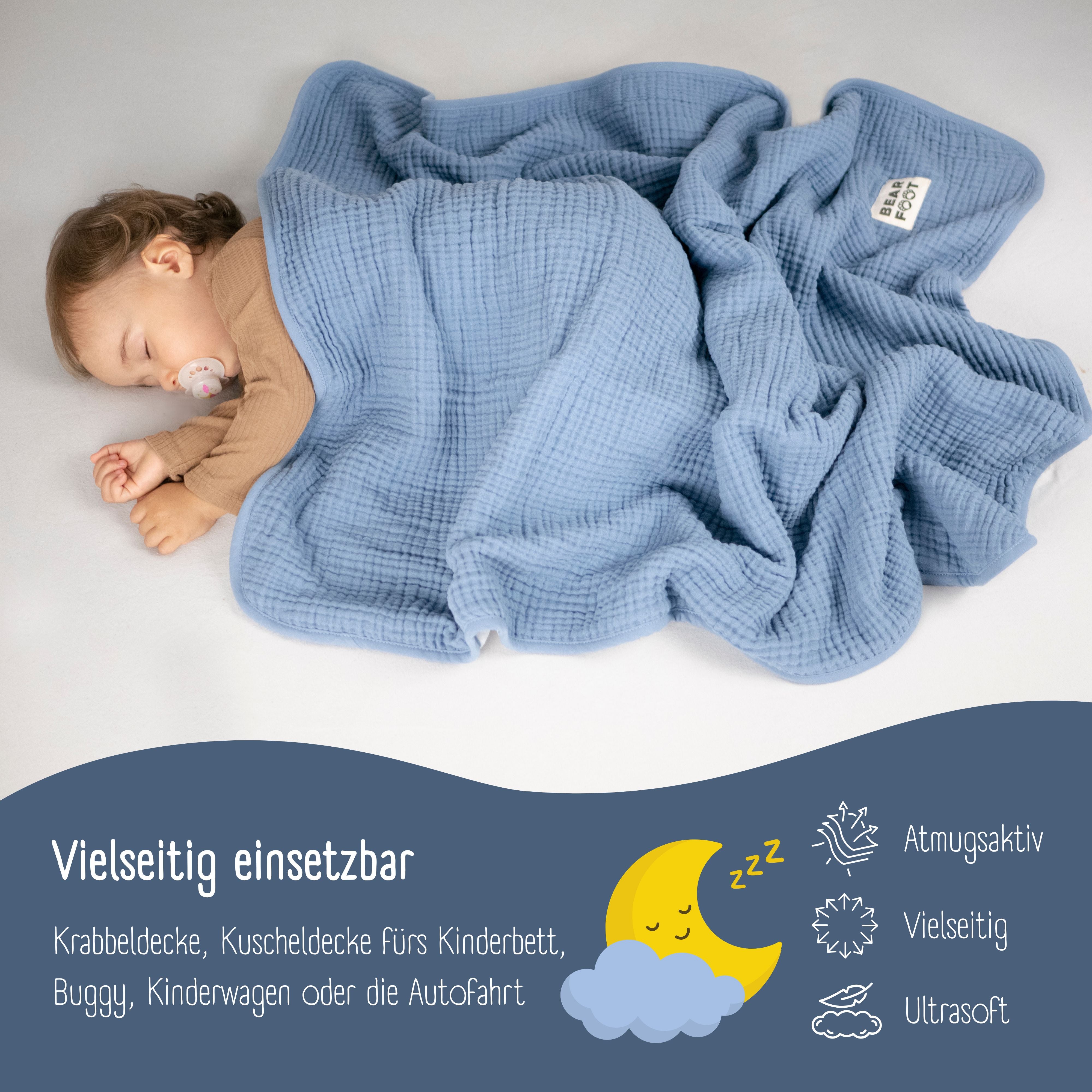 bearfoot-babydecke-musselin-fleece-blau-kuscheldecke image 6