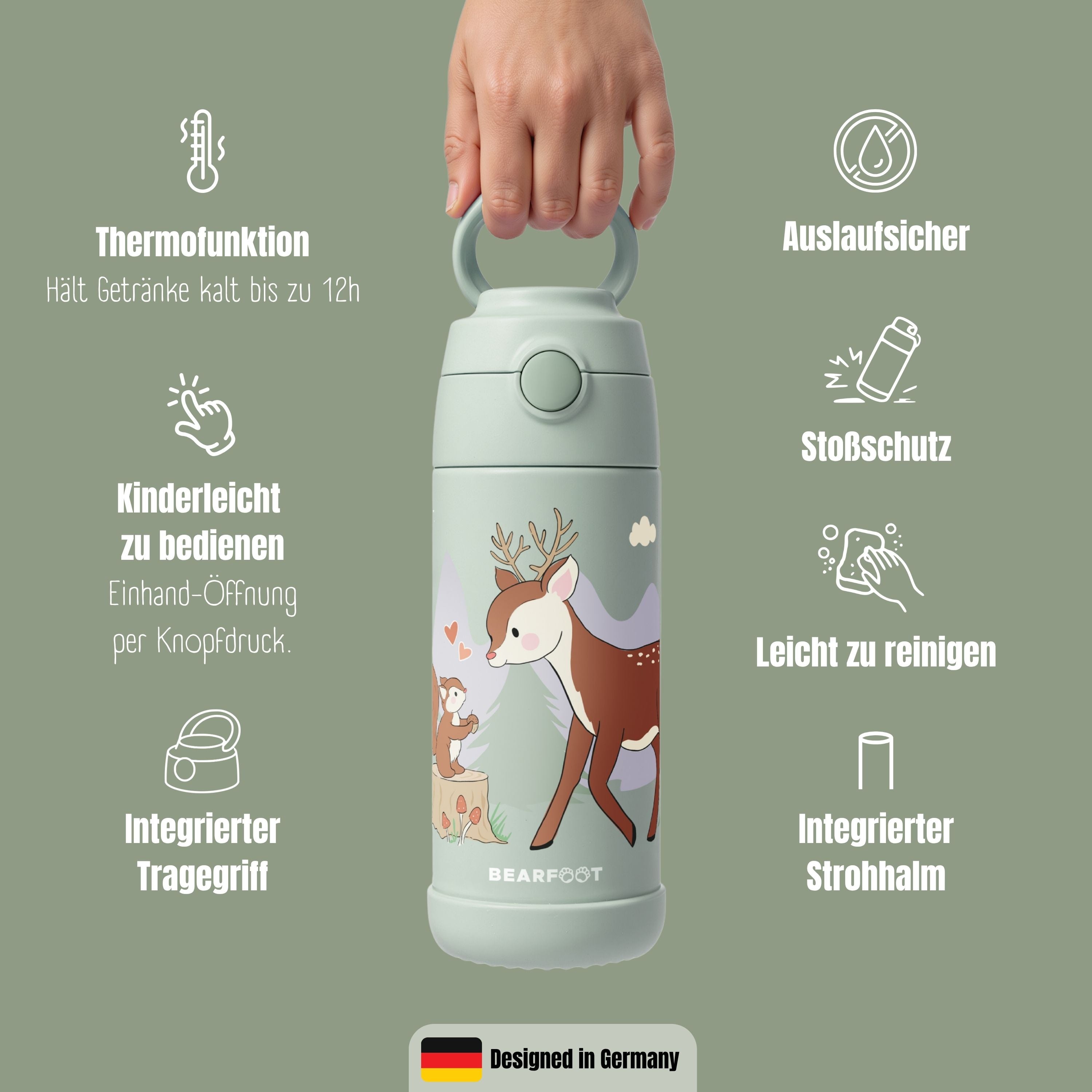 bearfoot-isolierflasche-kinder-350ml-reh-gr-n-edelstahl-thermo image 8