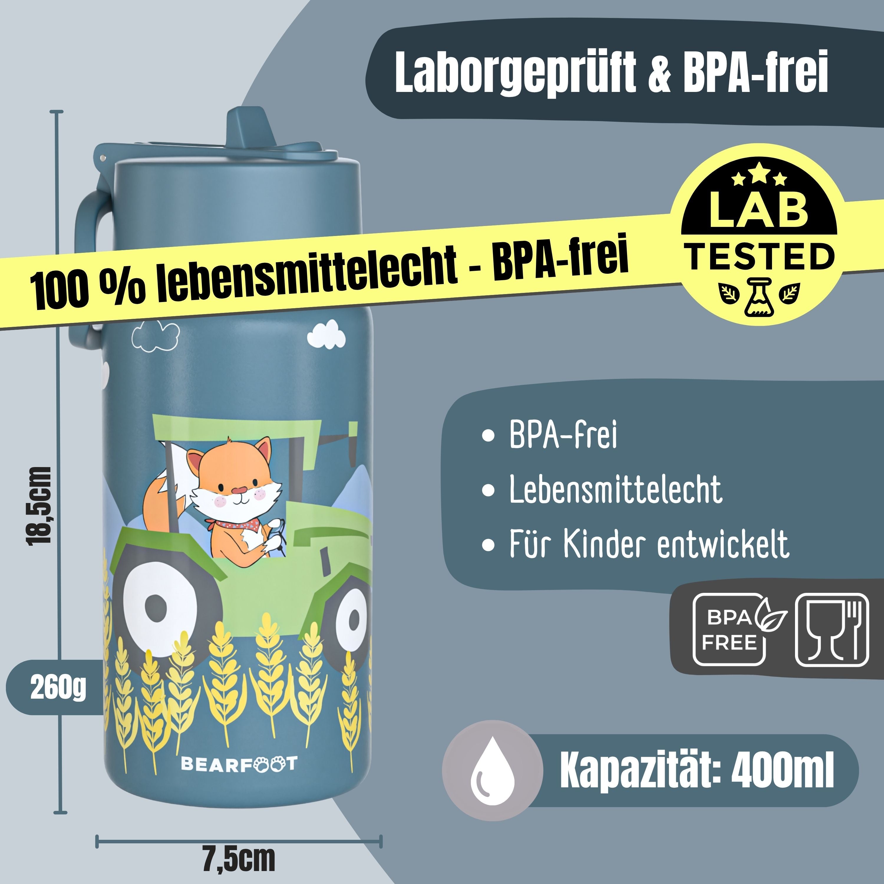 bearfoot-isolierflasche-thermo-trinkflasche-traktor-400-ml image 5