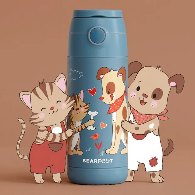 bearfoot-isolierflasche-hund-katze-blau-thermo-350ml image 1