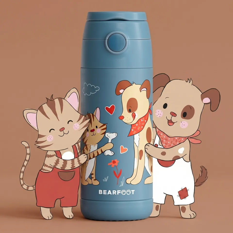 bearfoot-isolierflasche-hund-katze-blau-thermo-350ml image 1