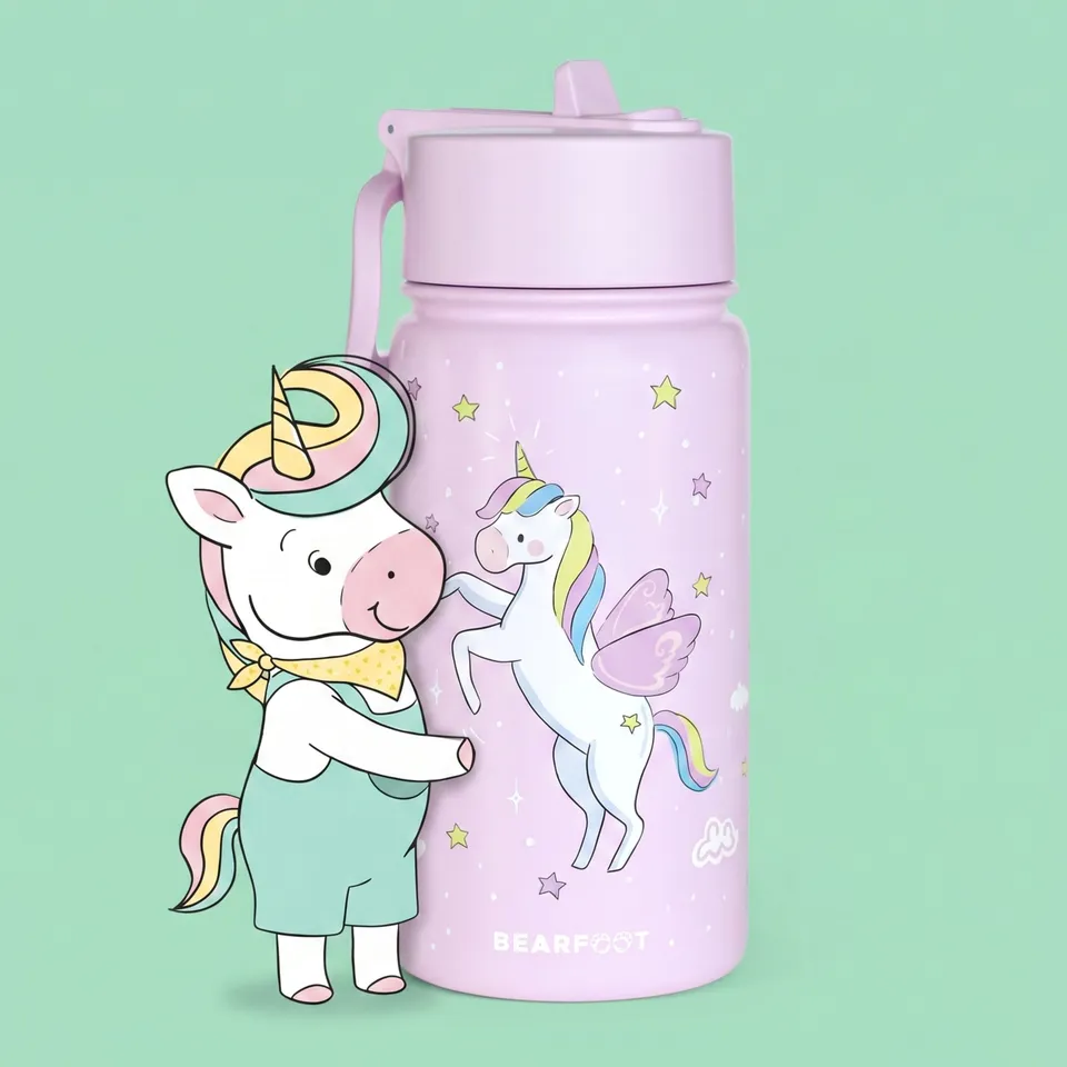 bearfoot-isolierflaschen-einhorn-lila-thermo-trinkflasche-400ml image 1