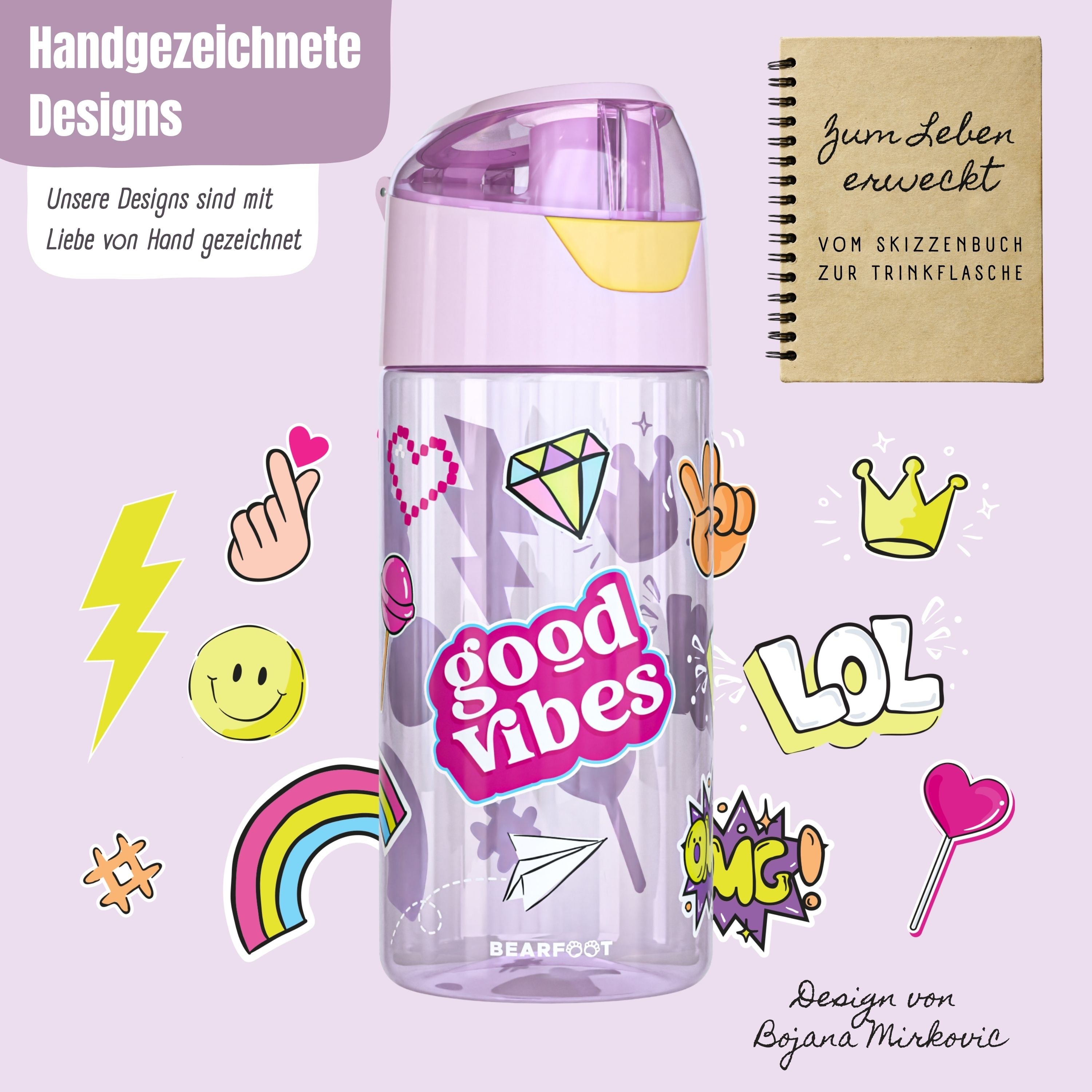 bearfoot-trinkflaschen-sticker-450ml-trinkflasche-lila-bpa-frei image 2