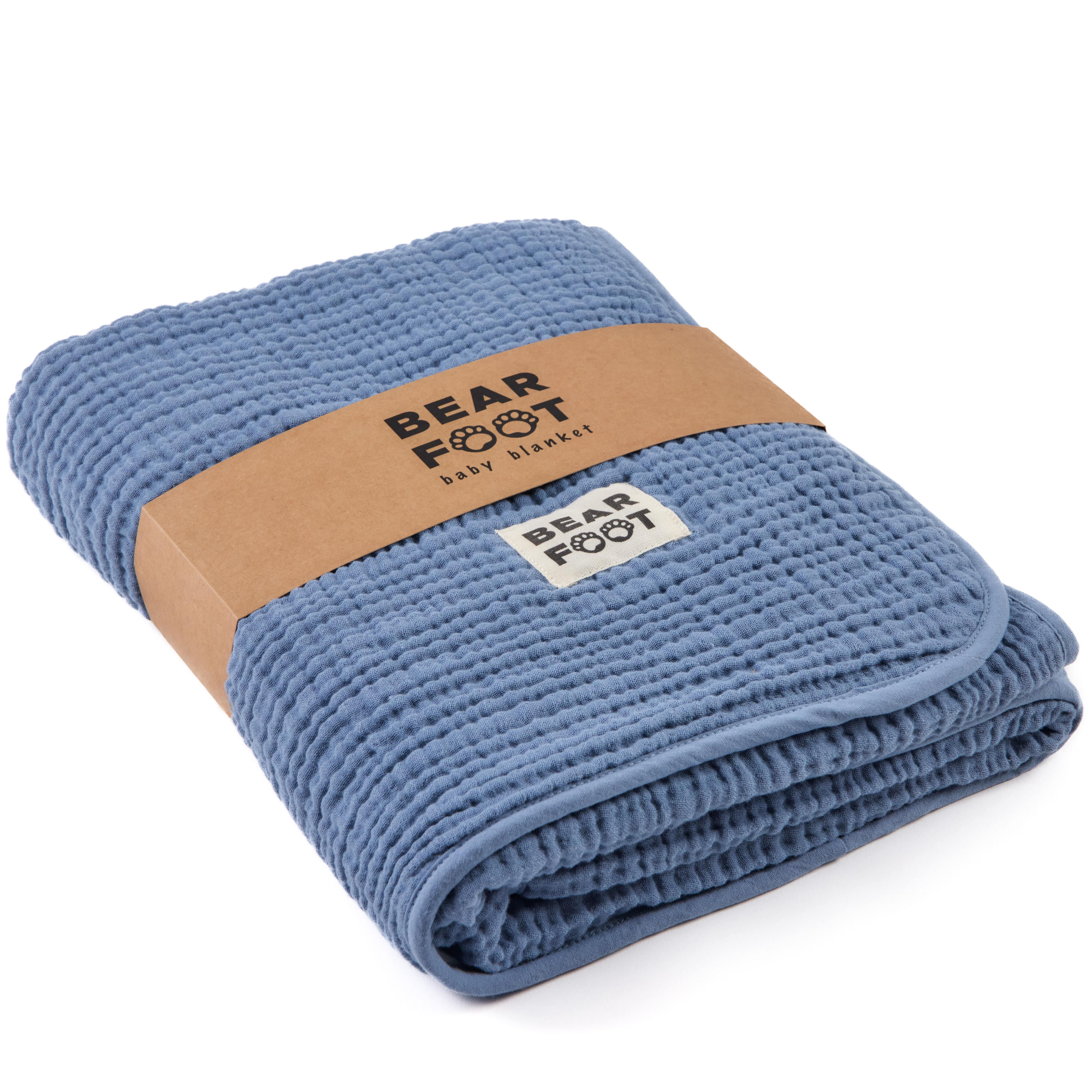 bearfoot-babydecke-musselin-fleece-blau-kuscheldecke image 1