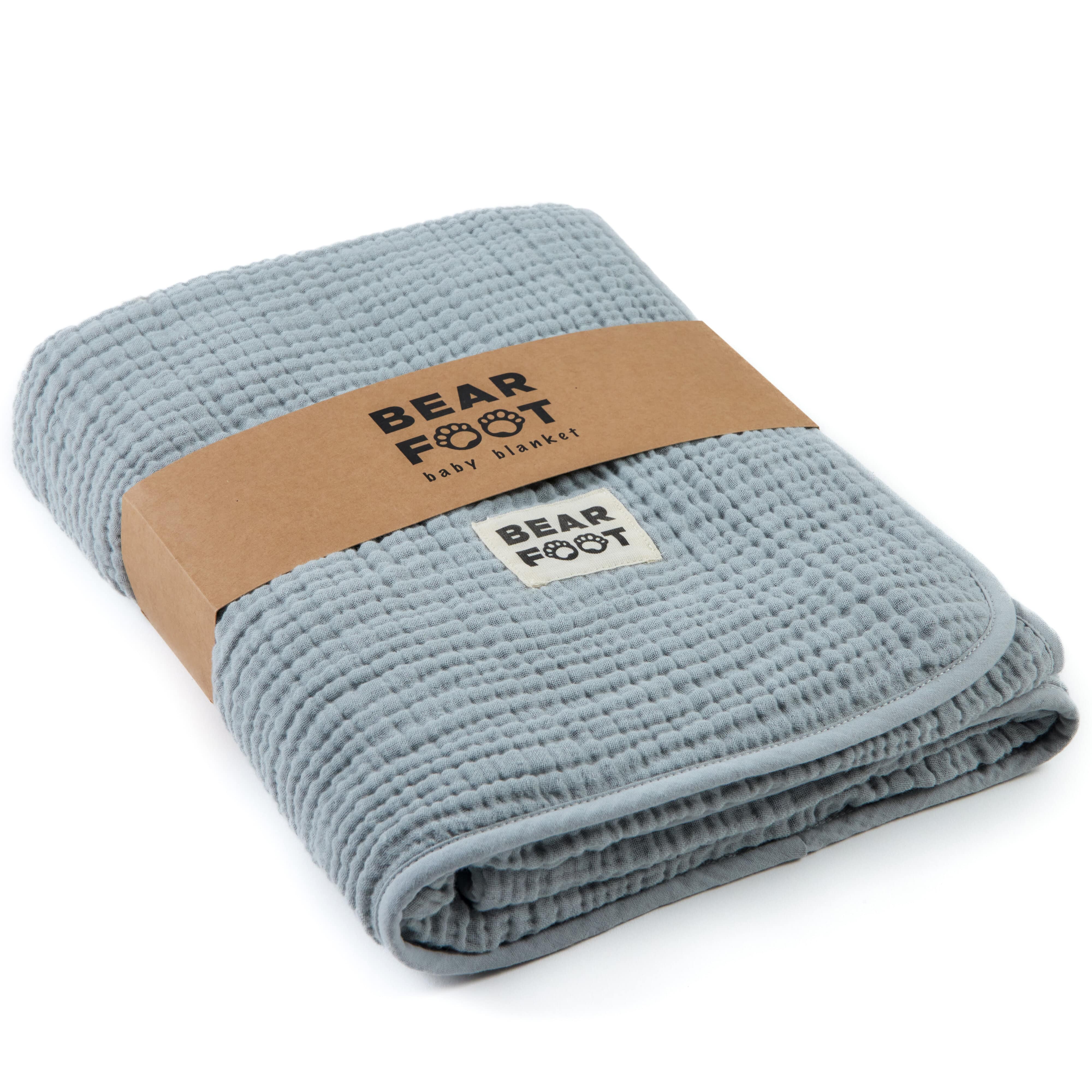 bearfoot-babydecke-musselin-fleecedecke-grau-kuscheldecke image 1
