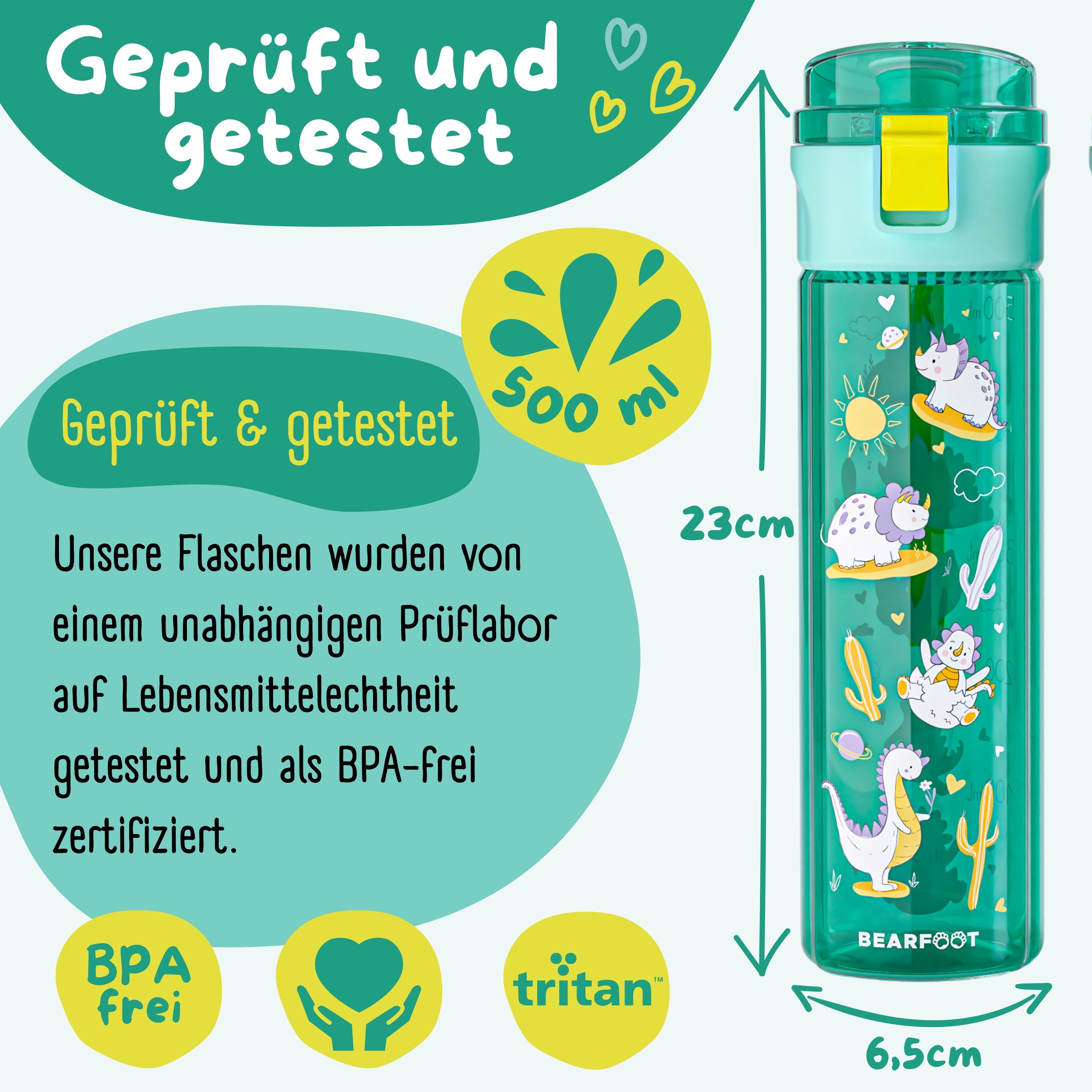 bearfoot-trinkflaschen-dinos-mint-trinkflasche-500-ml-bpa-frei image 5