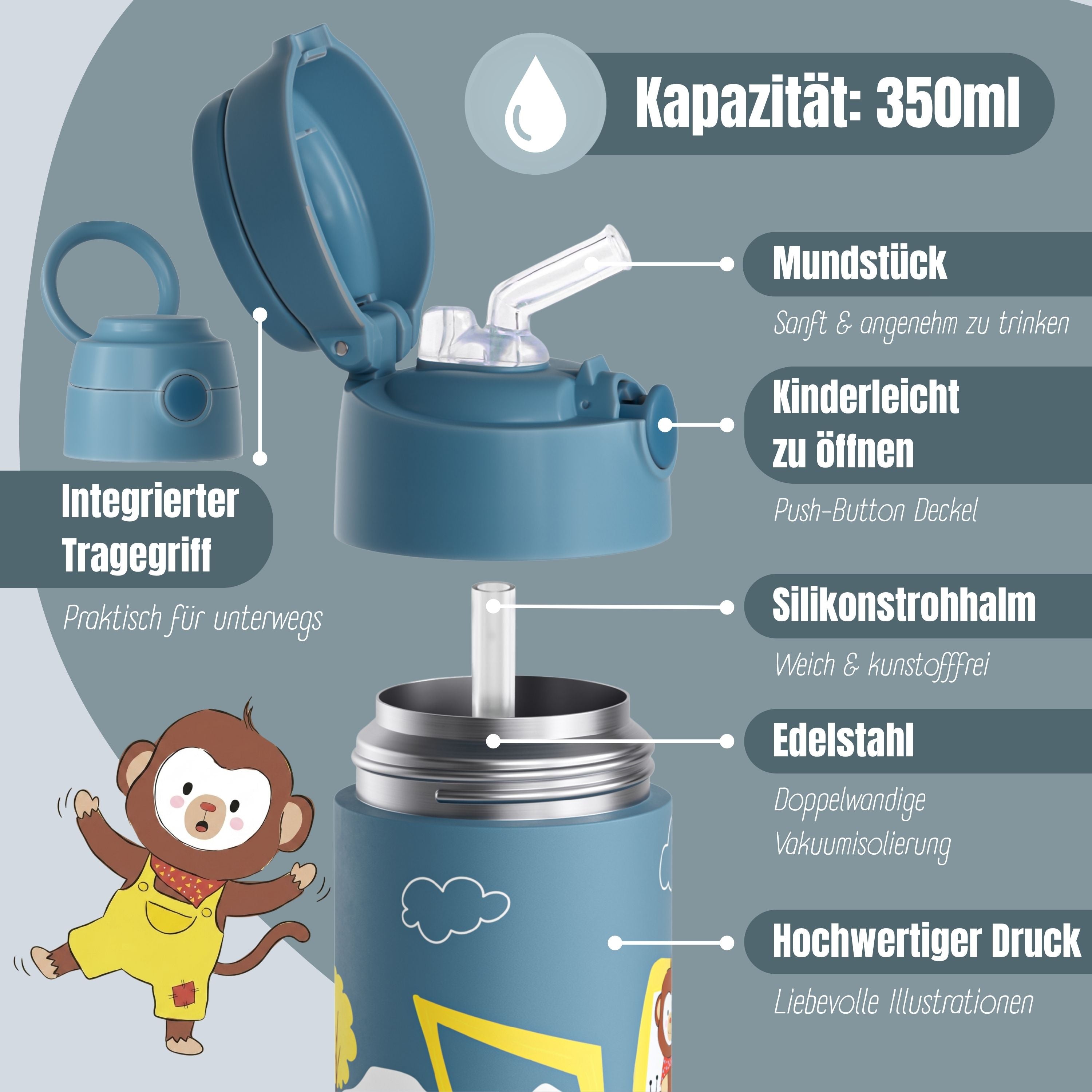 bearfoot-thermo-trinkflasche-350-ml-bagger-affe-blau-edelstahl image 6