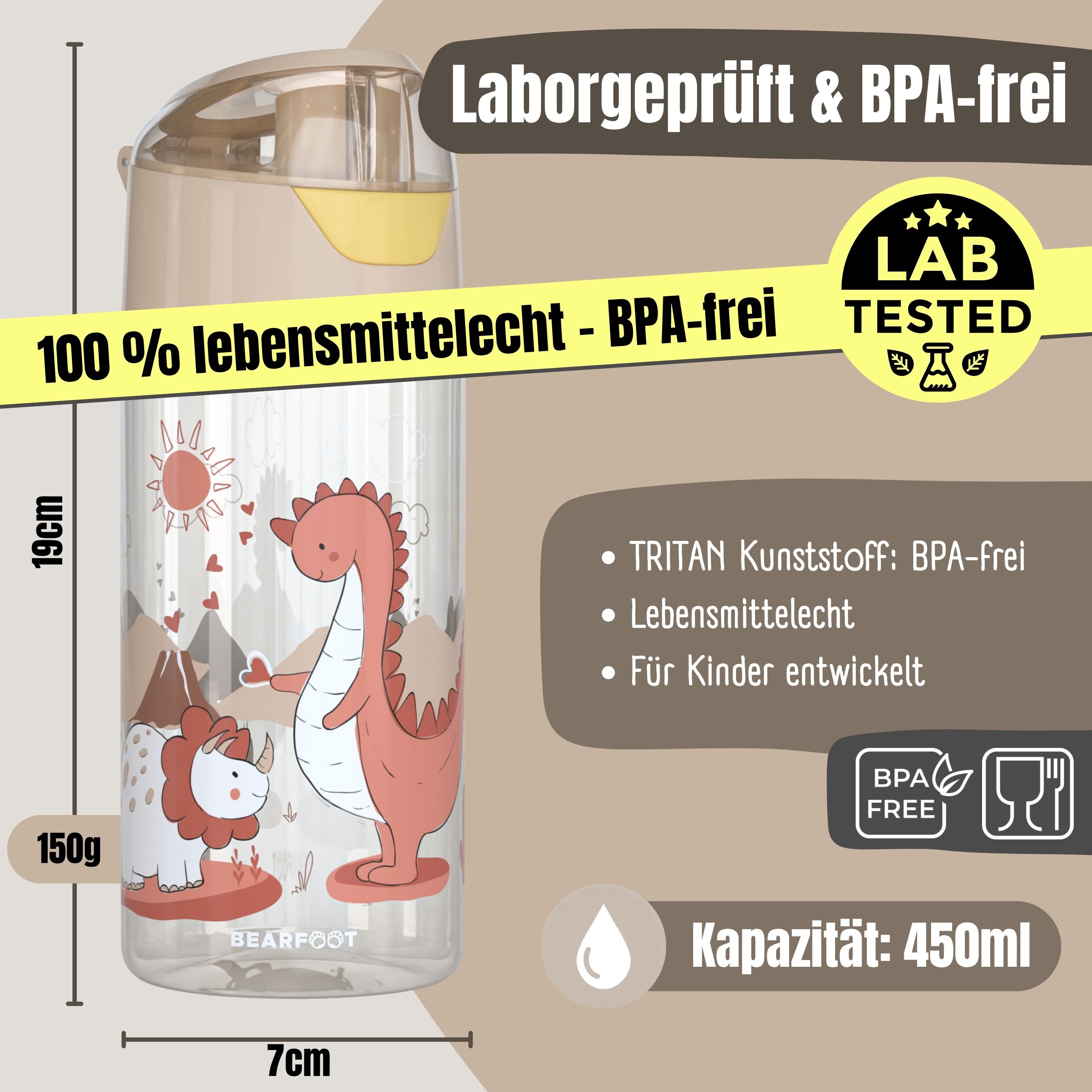 bearfoot-trinkflaschen-trinkflasche-kinder-dino-450-ml-bpa-frei image 3