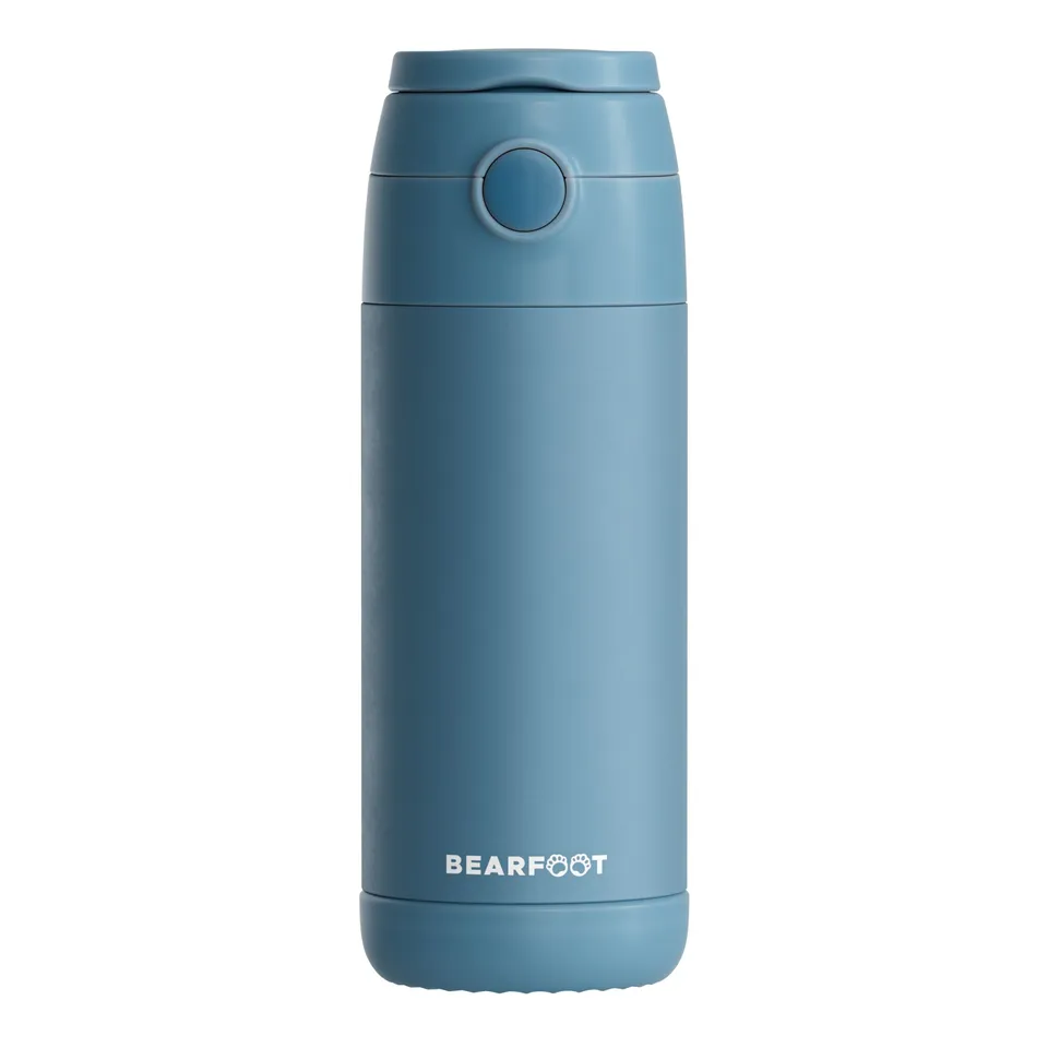 bearfoot-isolierflaschen-thermo-trinkflasche-blau-350ml-strohhalm image 1