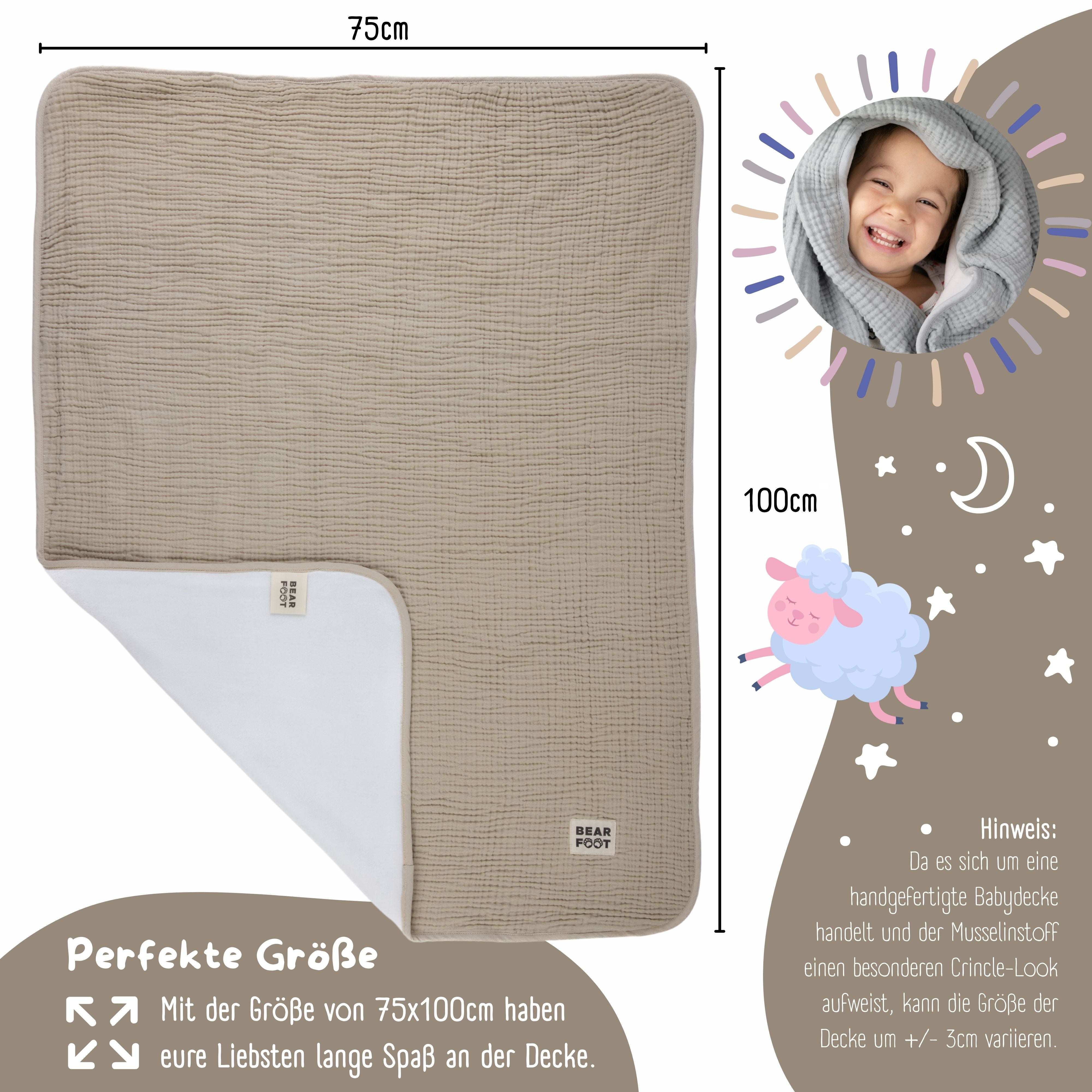 bearfoot-babydecken-musselin-fleecedecke-braun-babydecke image 2