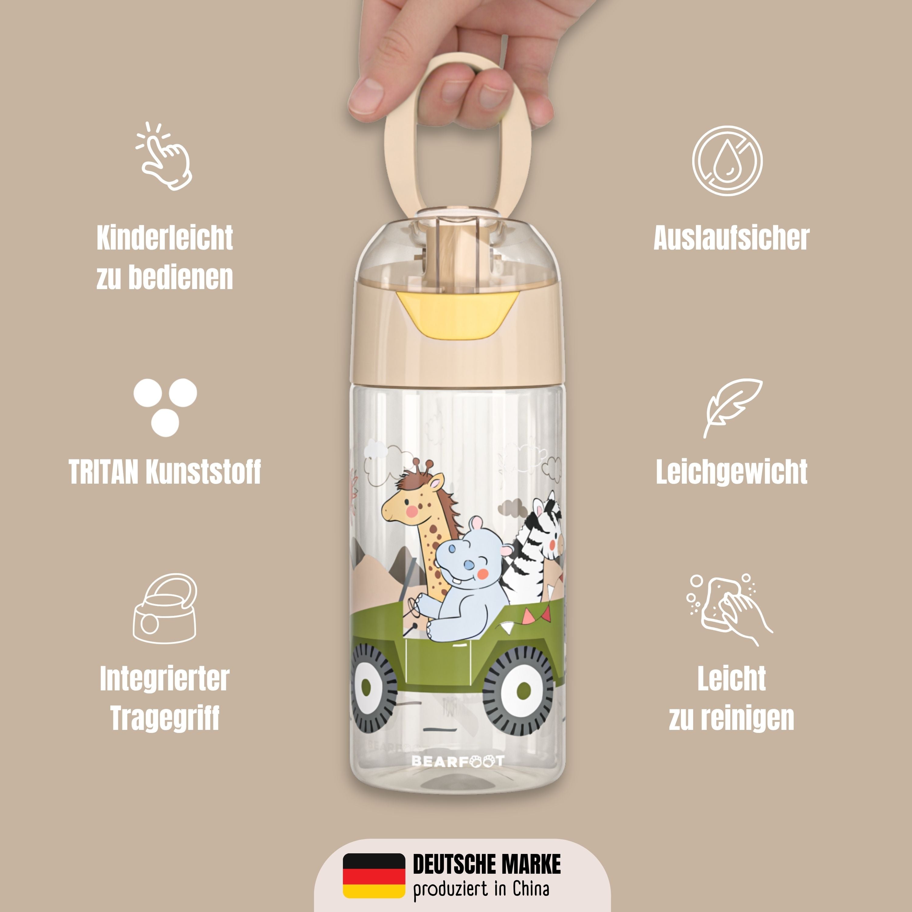 bearfoot-trinkflaschen-kinder-trinkflasche-safari-braun-450-ml image 6