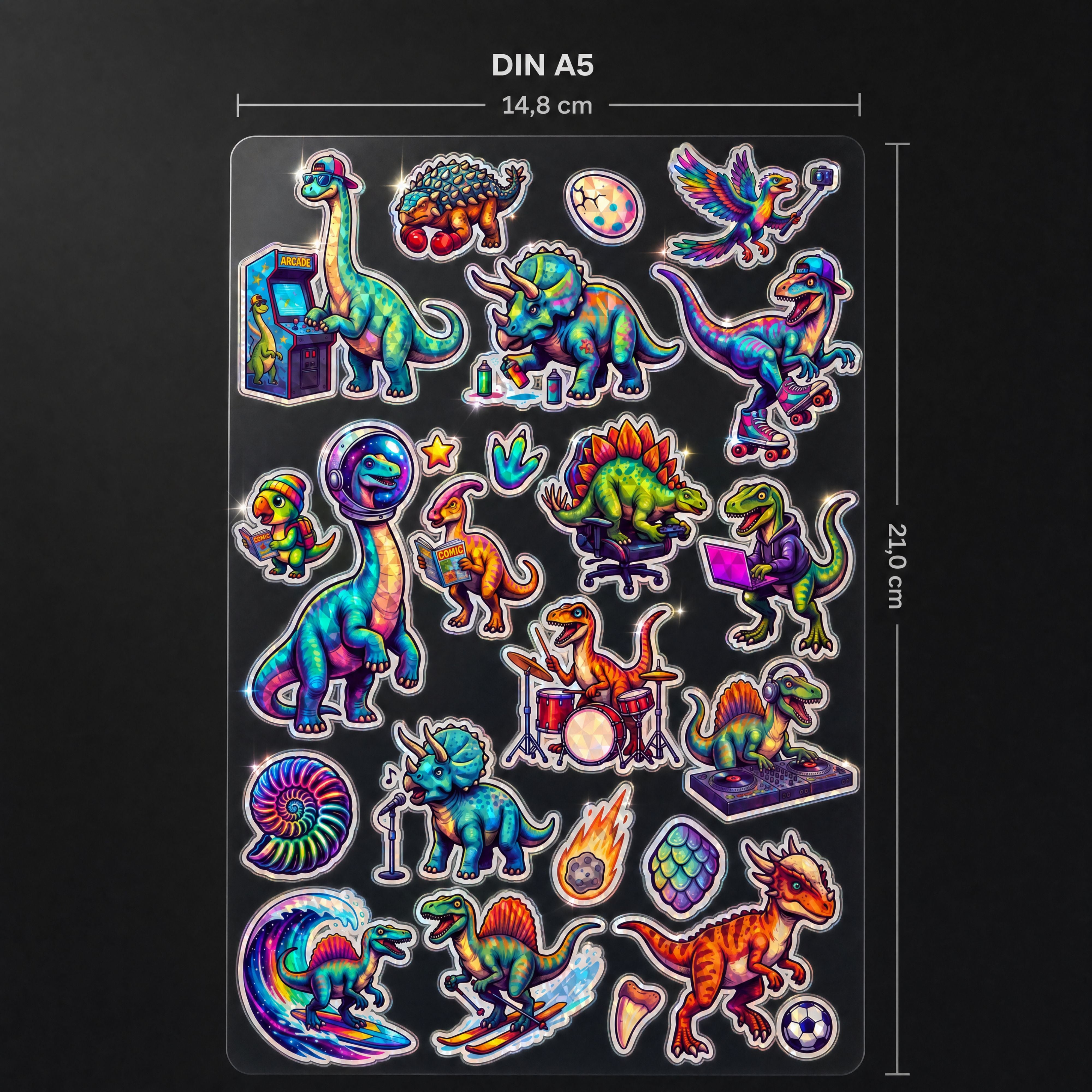 bearfoot-accessoires-dino-din-a5-sticker-holografisch-prisma image 5