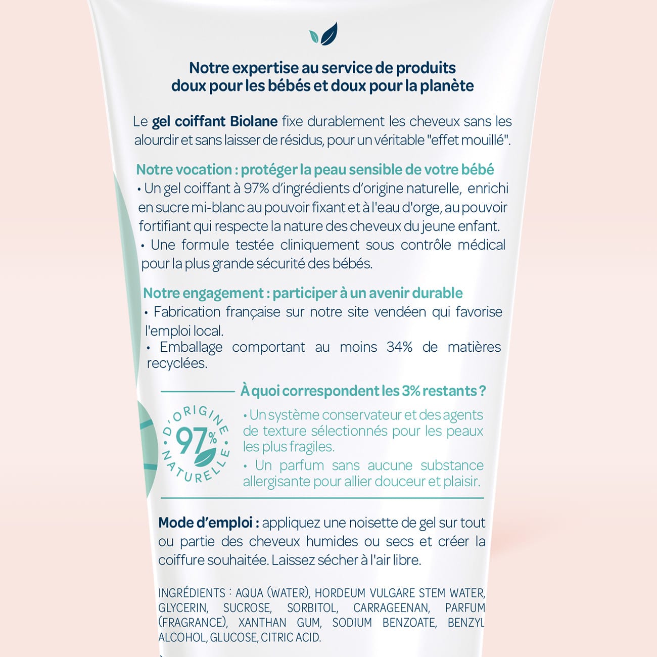 biolane-gel-coiffant-baby-haargel-100-ml-wet-look image 2