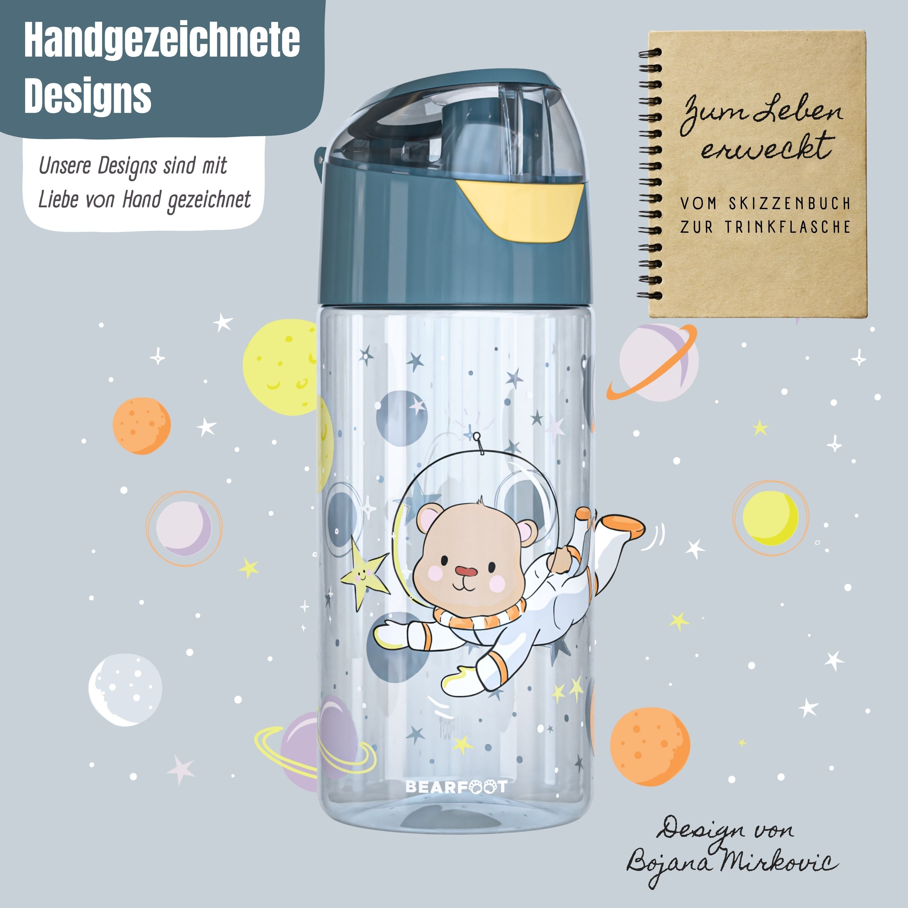 bearfoot-trinkflaschen-astronaut-b-r-trinkflasche-450ml-blau-bpa-frei image 2