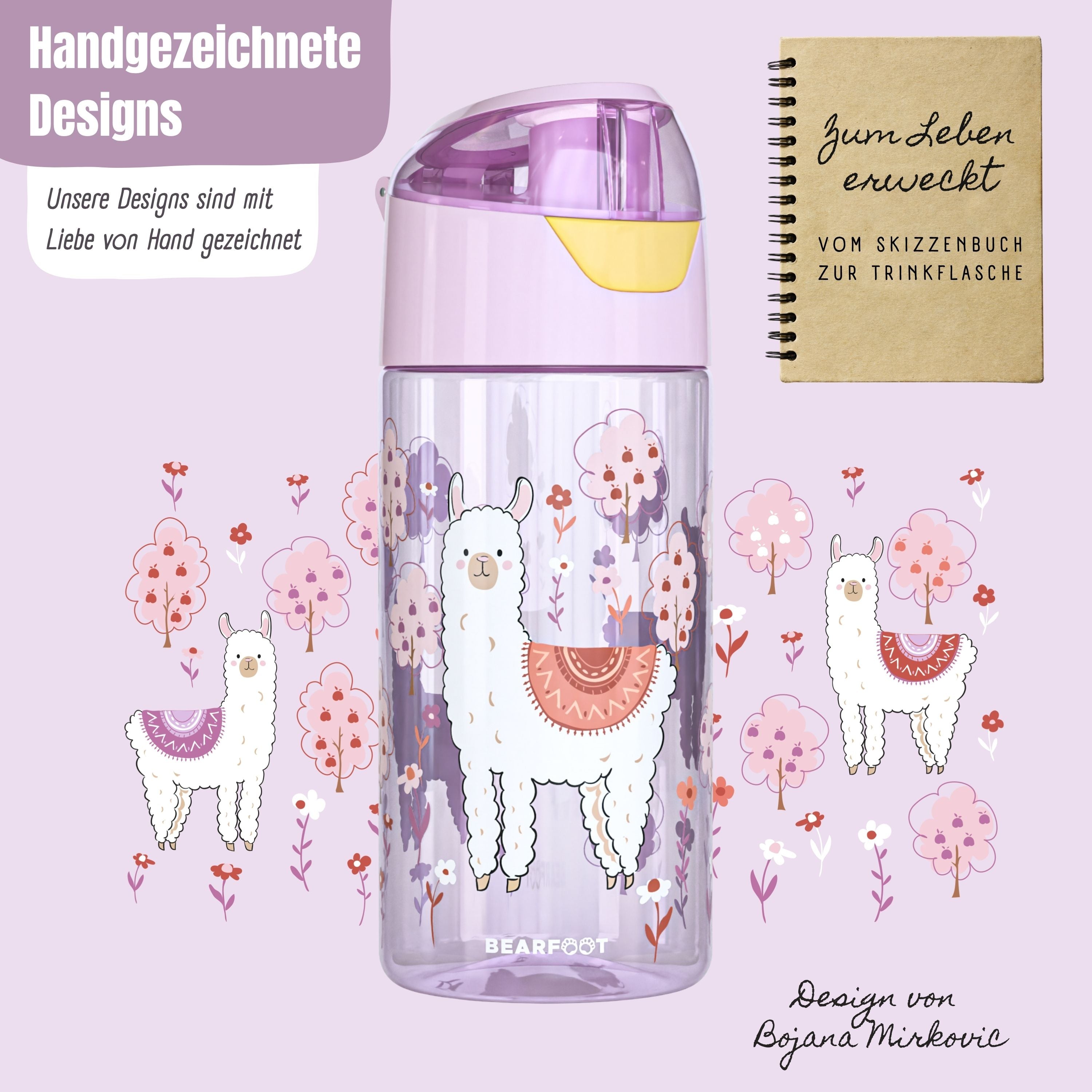bearfoot-trinkflaschen-kindertrinkflasche-lama-450-ml-bpa-frei image 3