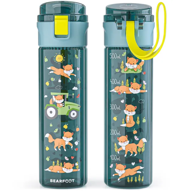 bearfoot-trinkflaschen-traktor-500ml-trinkflasche-blau-stimmungs-skala image 1