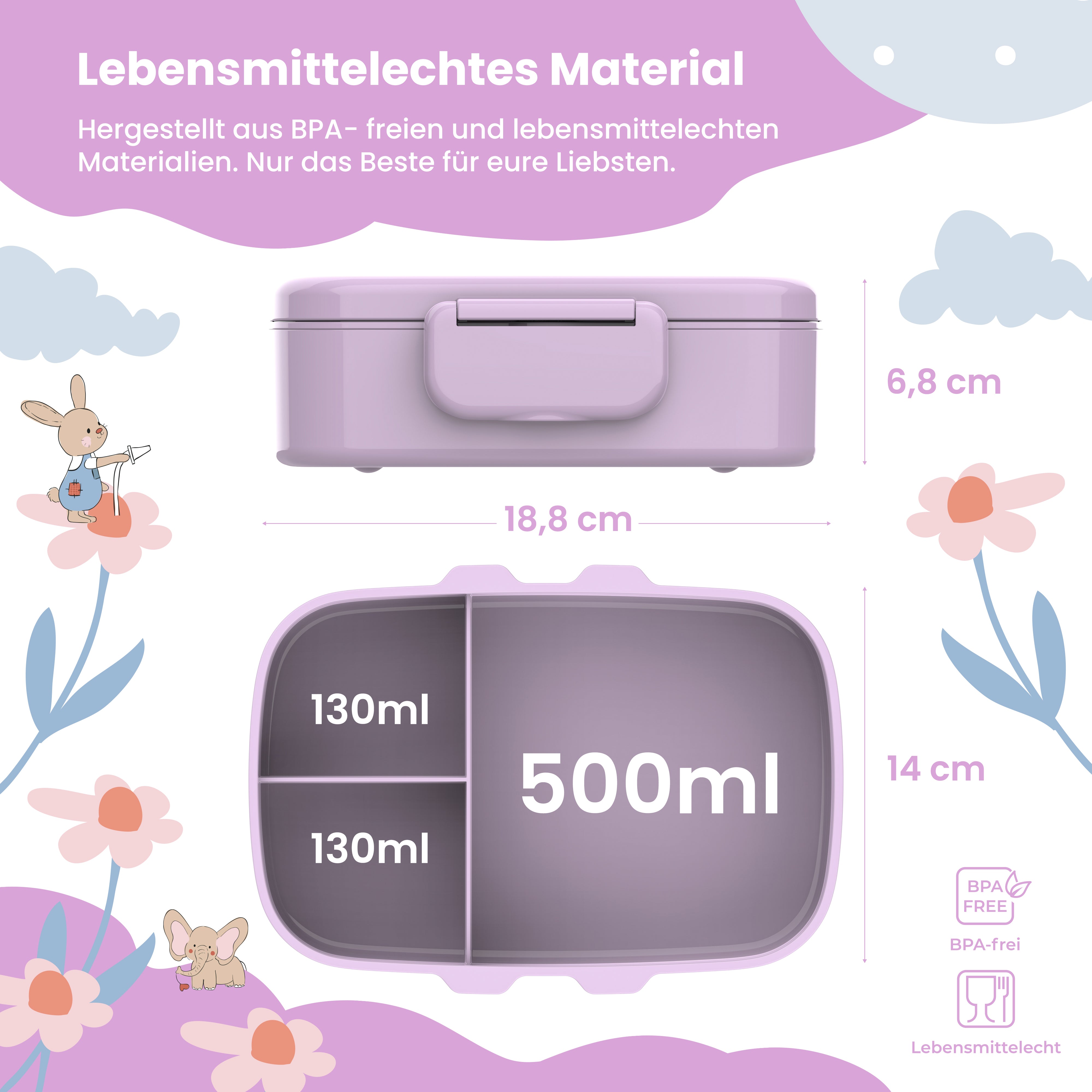 bearfoot-brotdose-kinder-mit-f-chern-bento-lama-lila-auslaufsicher image 3