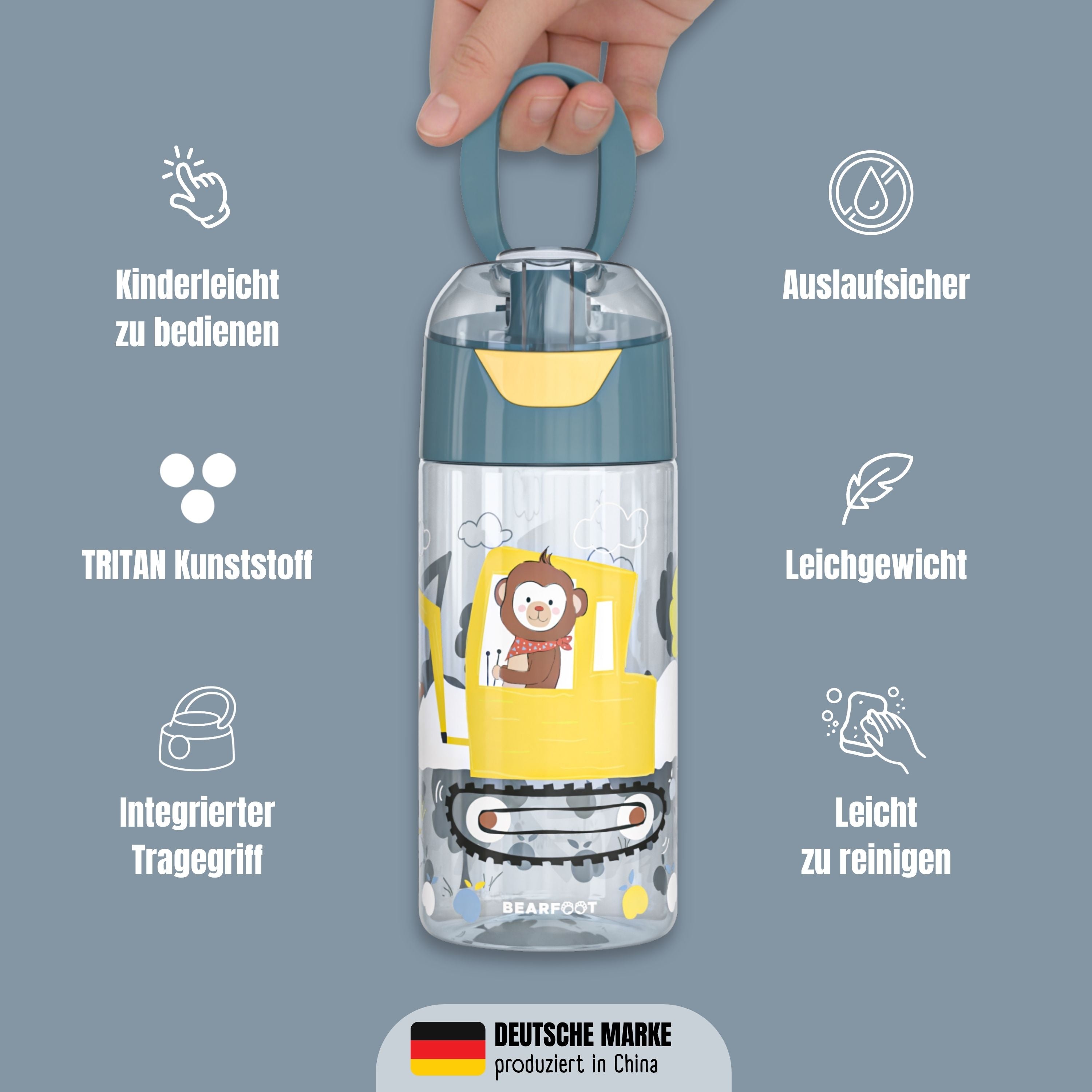 bearfoot-trinkflasche-kinder-bagger-affe-450-ml-bpa-frei-tritan image 7