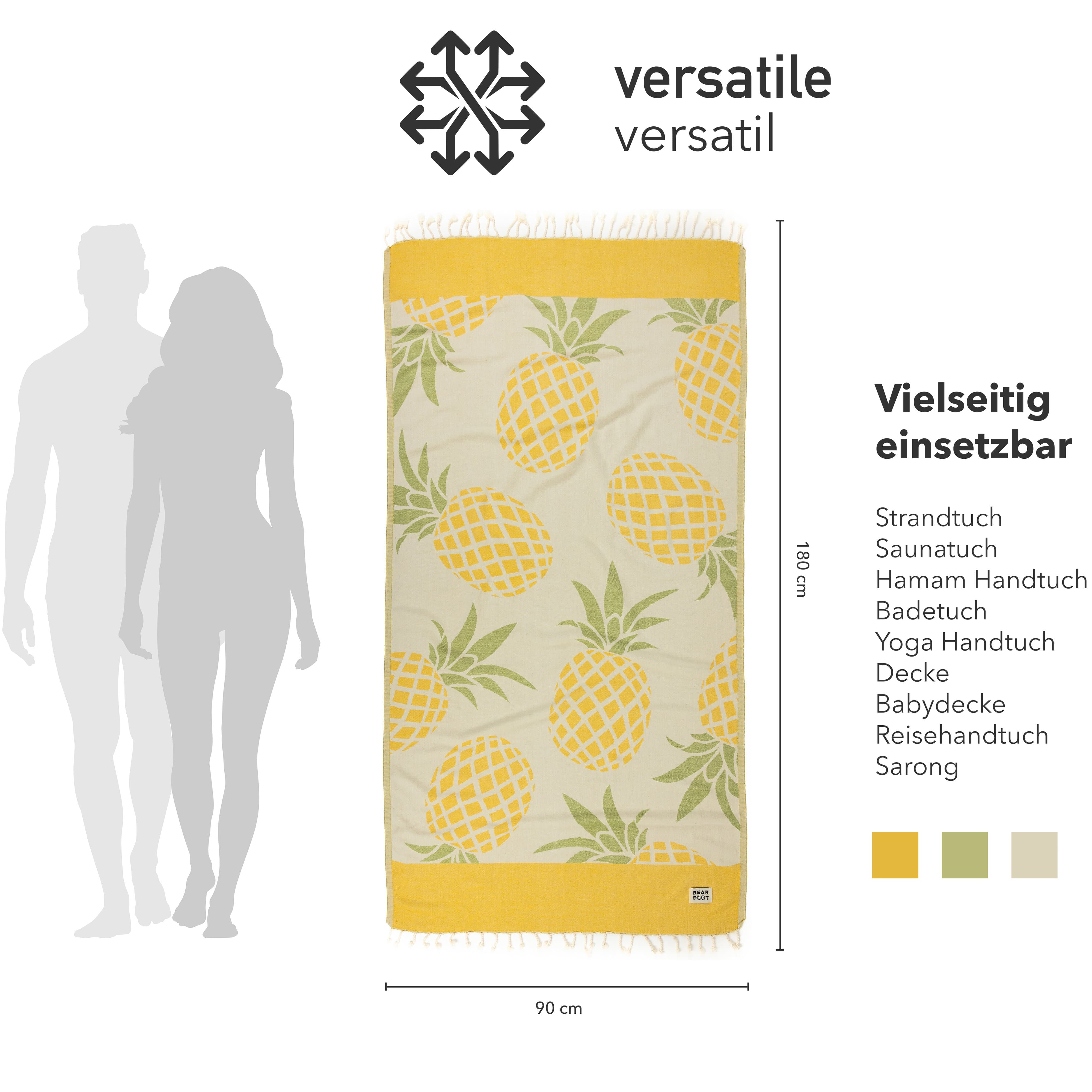 bearfoot-strandtuch-pineapple-yellow-hamamtuch-baumwolle image 3
