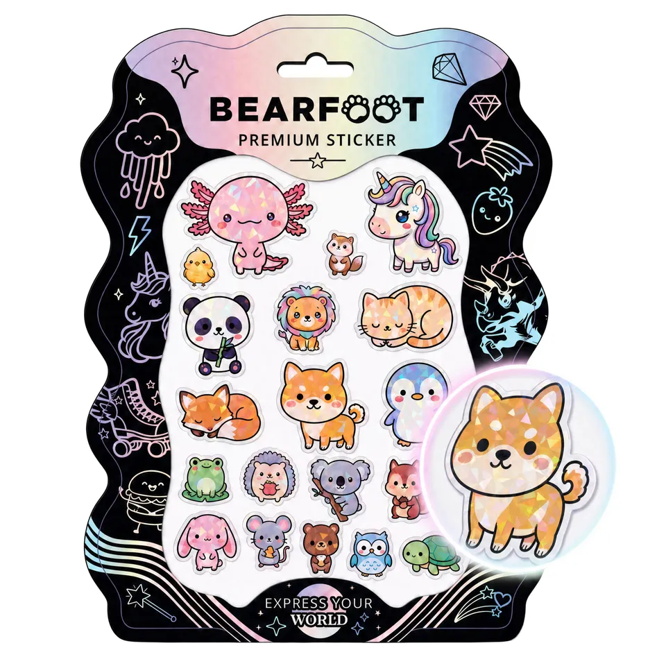 bearfoot-accessoires-premium-sticker-holografisch-din-a5-kawaii image 1