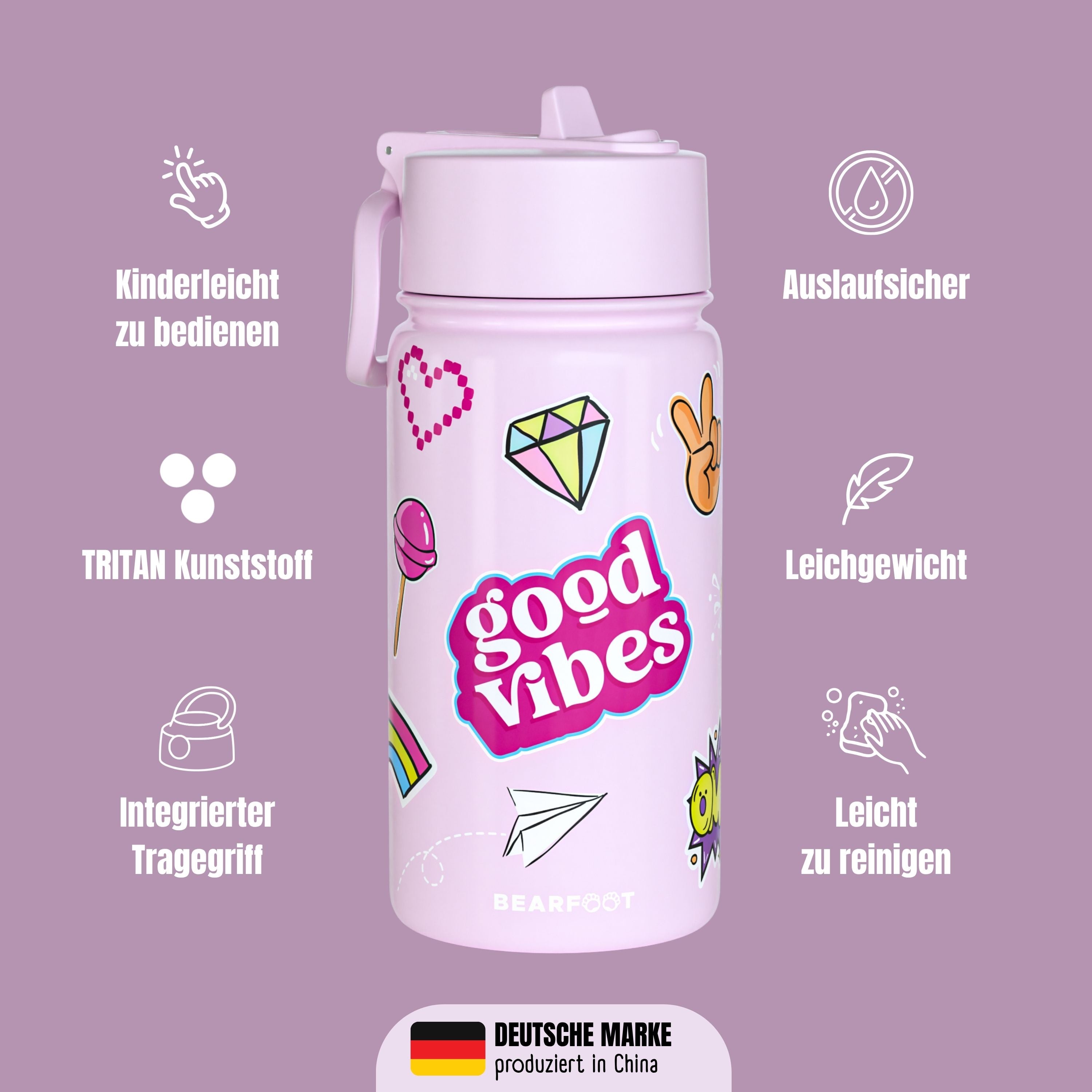 bearfoot-isolierflaschen-sticker-trinkflasche-400ml-lila-strohhalm image 3