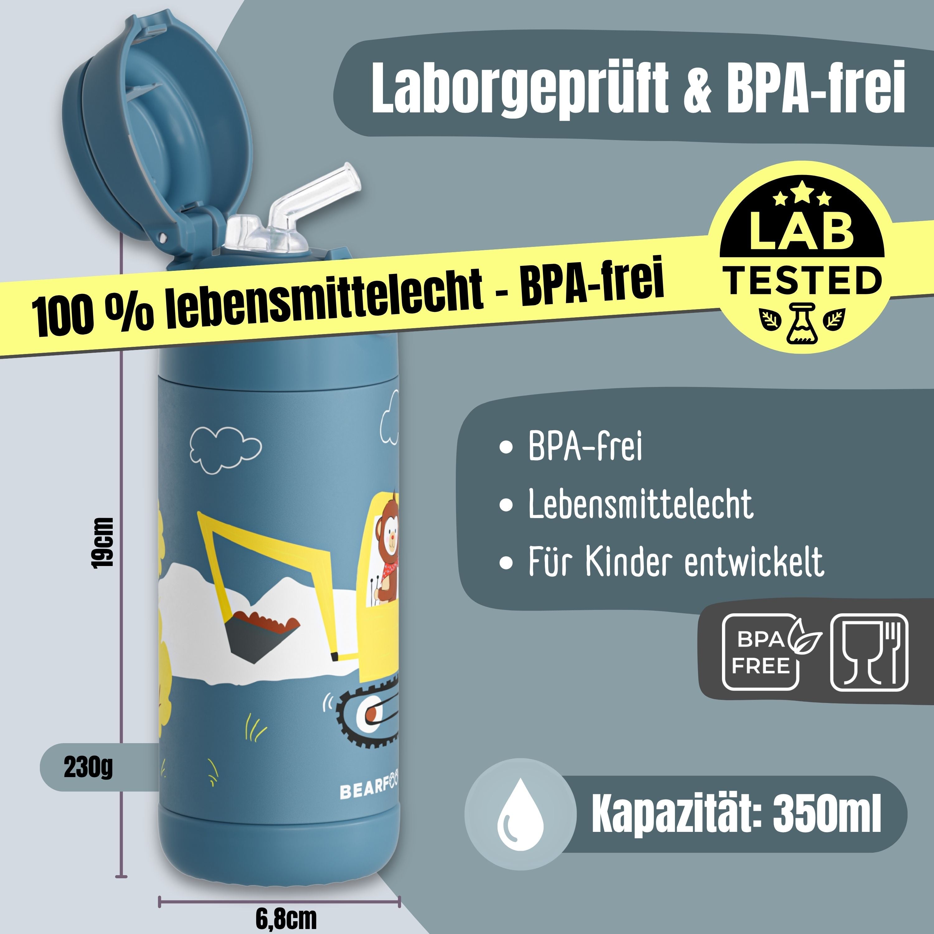 bearfoot-thermo-trinkflasche-350-ml-bagger-affe-blau-edelstahl image 5