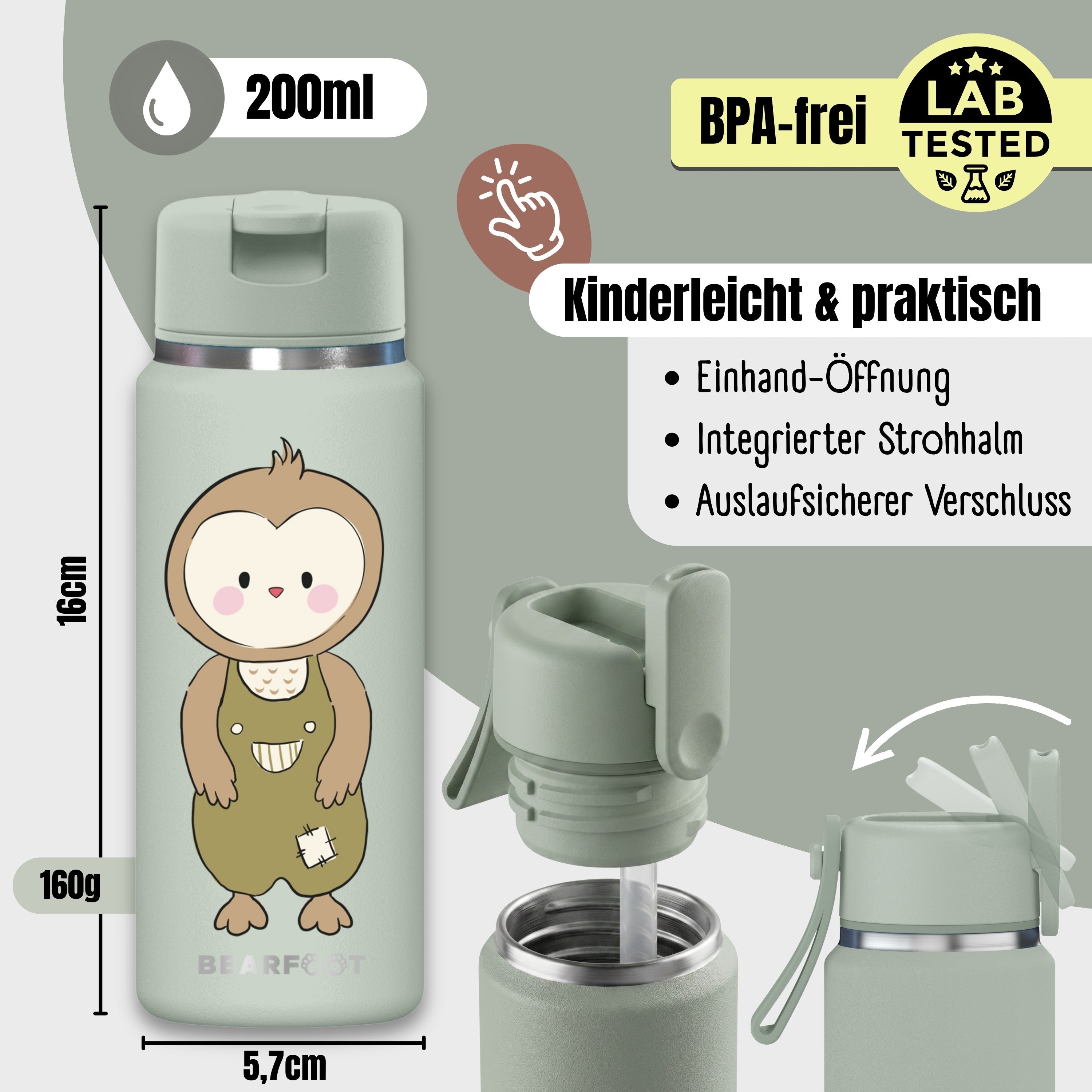 bearfoot-tiny-thermo-trinkflasche-edelstahl-eule-200-ml image 4