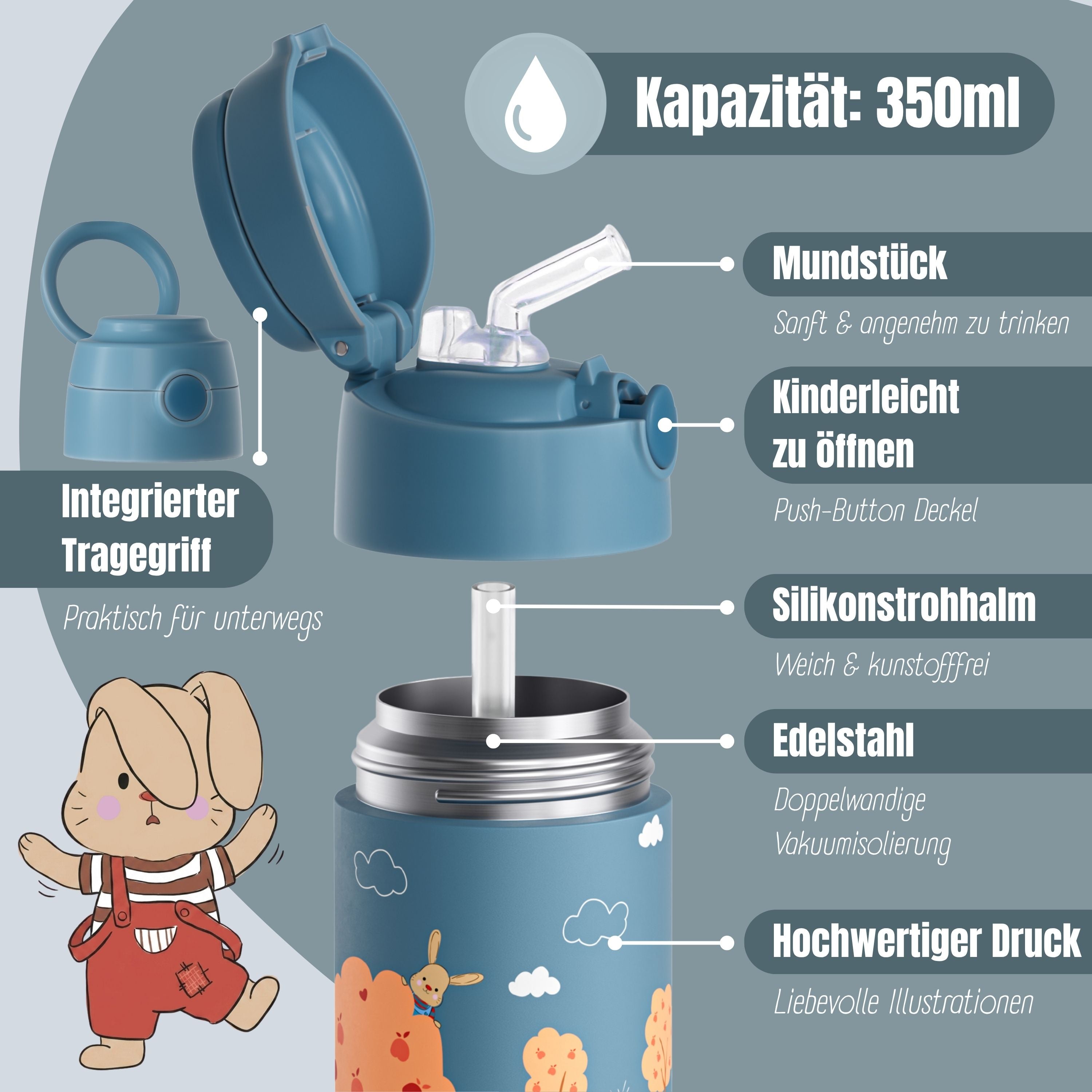 bearfoot-thermo-trinkflasche-feuerwehr-hase-blau-350ml image 6