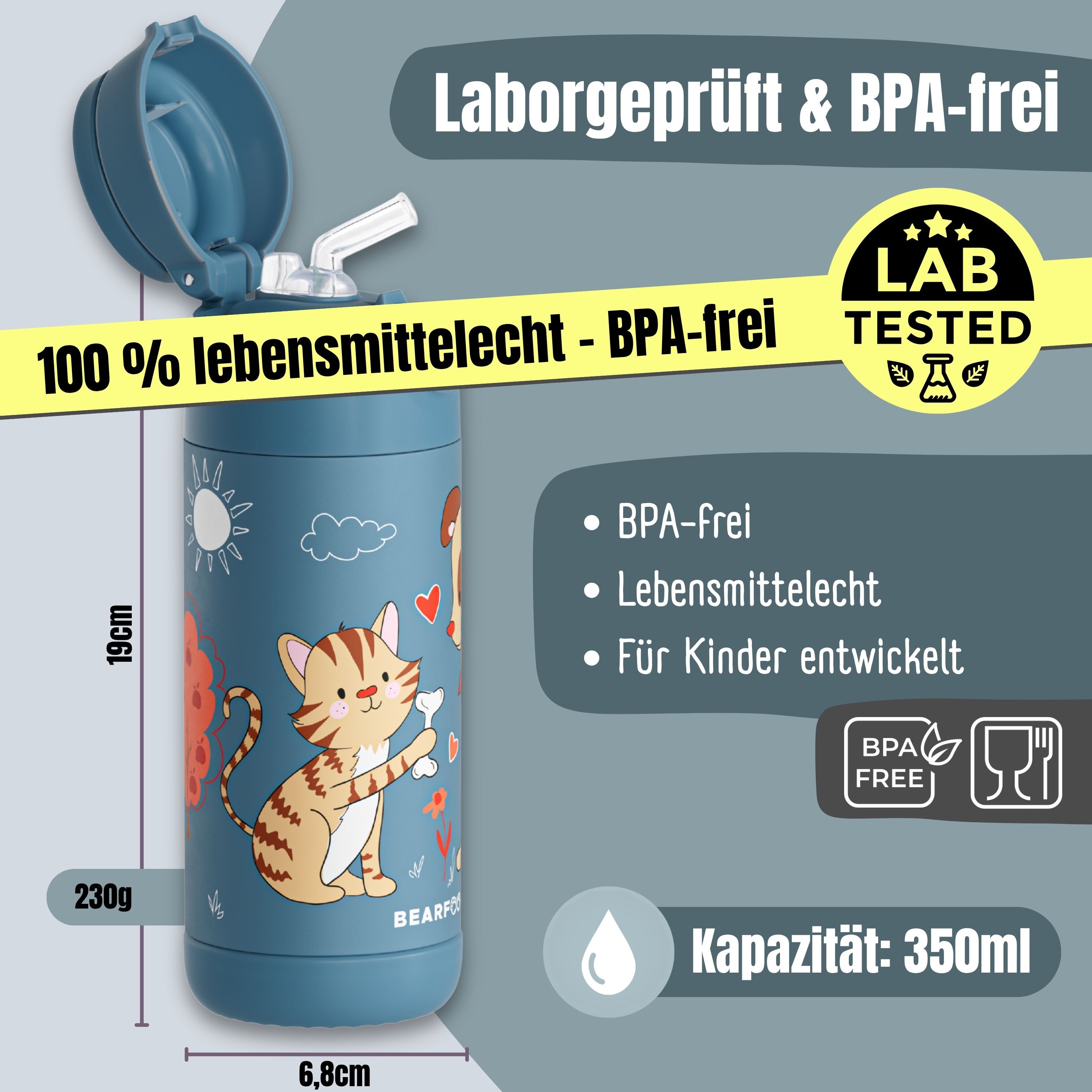 bearfoot-isolierflasche-hund-katze-blau-thermo-350ml image 5