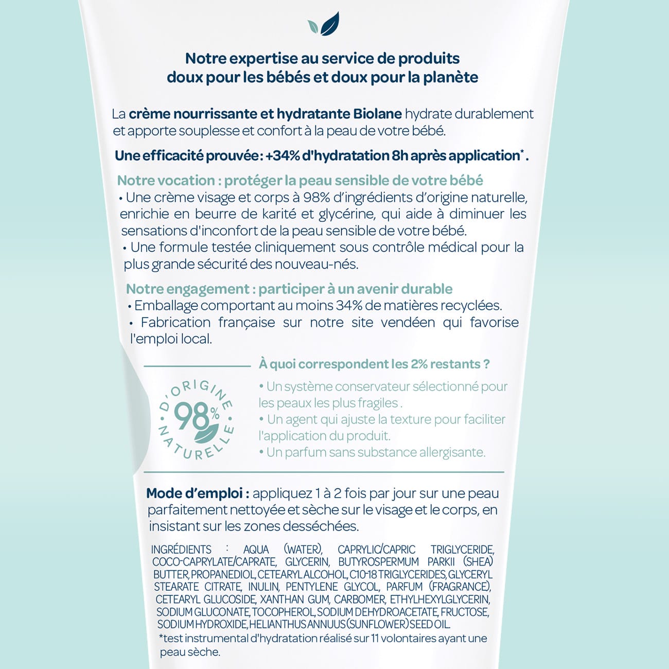 biolane-le-soin-babycreme-feuchtigkeit-100-ml-trocken image 2
