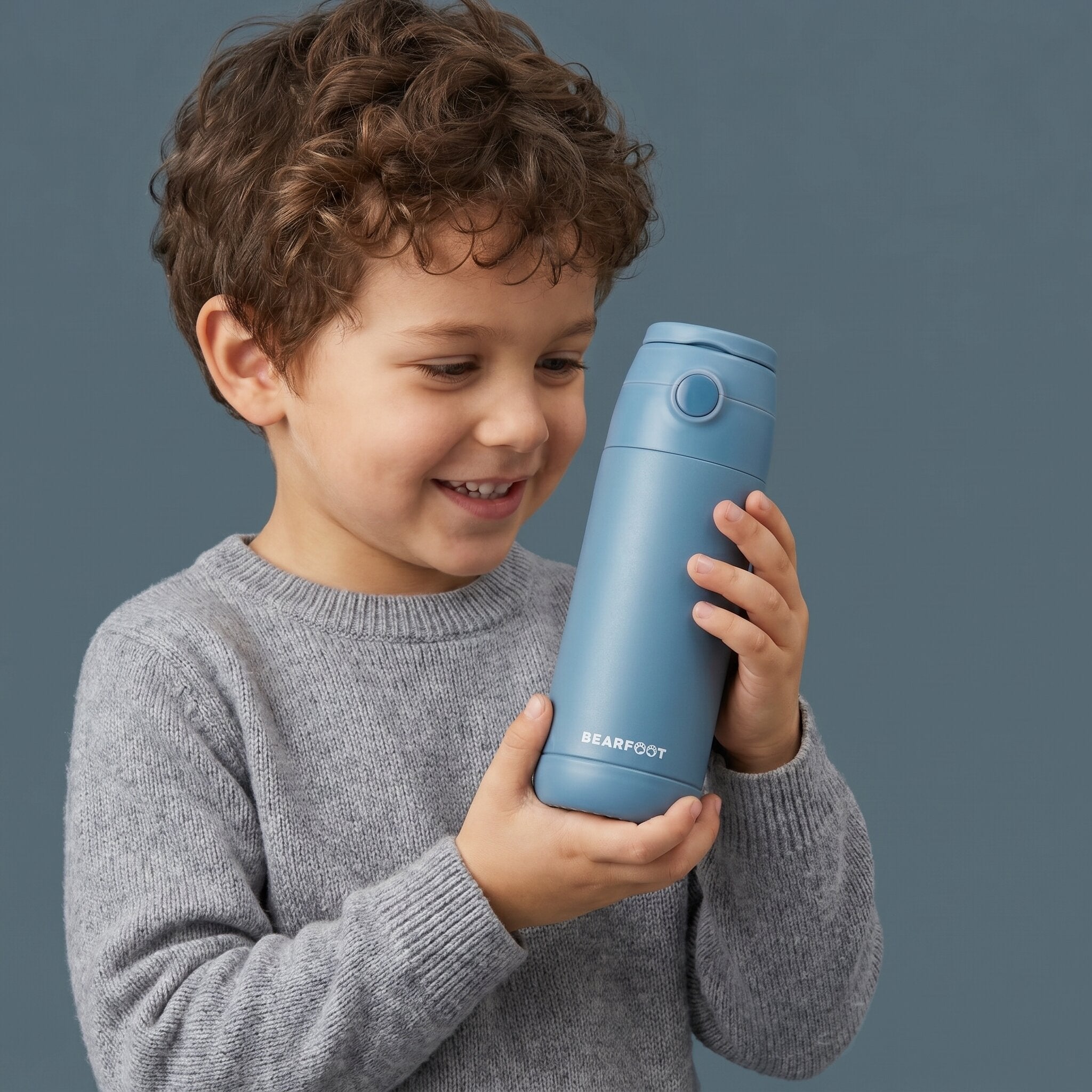bearfoot-isolierflaschen-thermo-trinkflasche-blau-350ml-strohhalm image 2