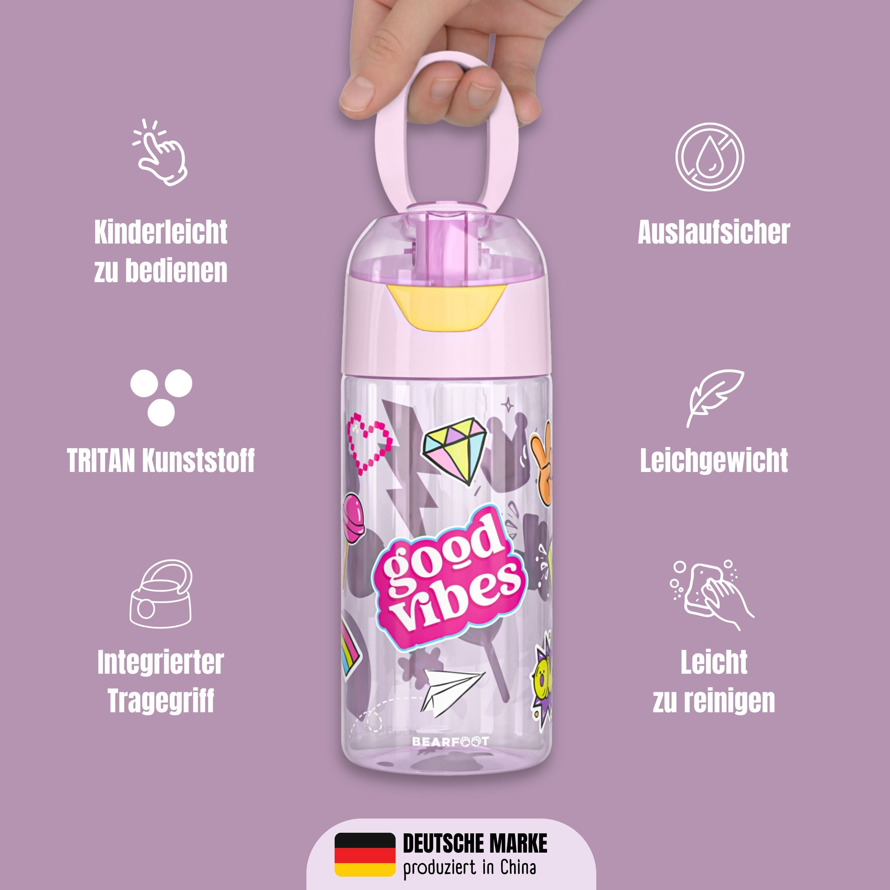 bearfoot-trinkflaschen-sticker-450ml-trinkflasche-lila-bpa-frei image 6
