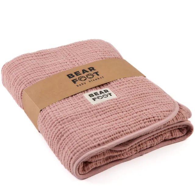 bearfoot-babydecke-musselin-fleece-rosa-kuscheldecke image 1