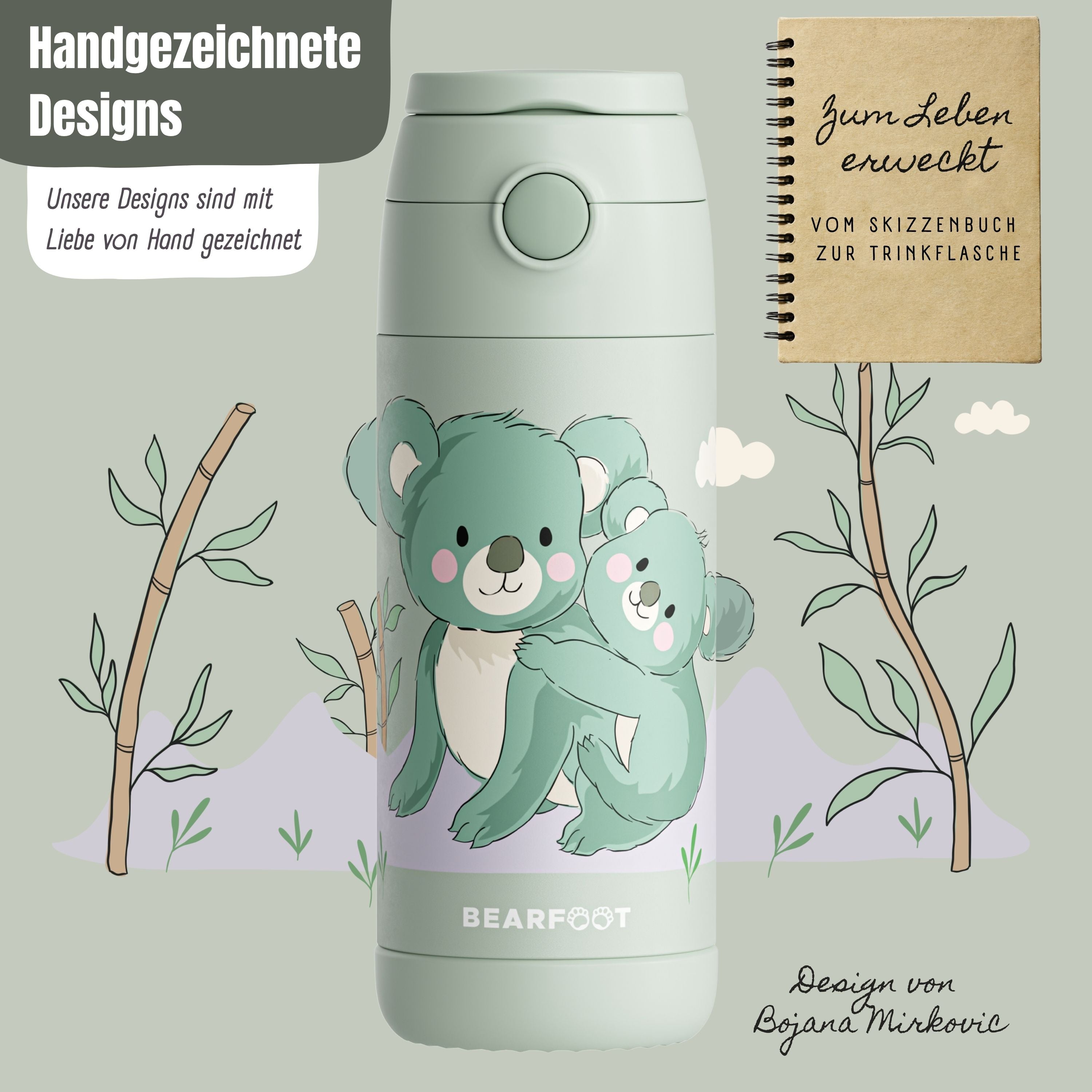 bearfoot-thermo-kinder-trinkflasche-edelstahl-koala-gr-n-350-ml image 4