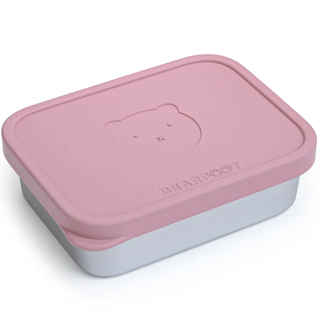 bearfoot-brotdose-kinder-edelstahl-bento-box-rosa-700ml-silikondeckel image 1