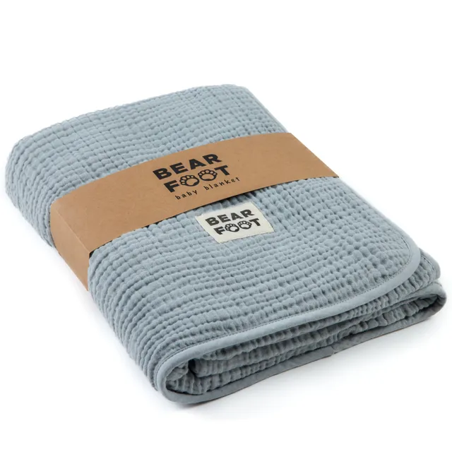 bearfoot-babydecke-musselin-fleecedecke-grau-kuscheldecke image 1