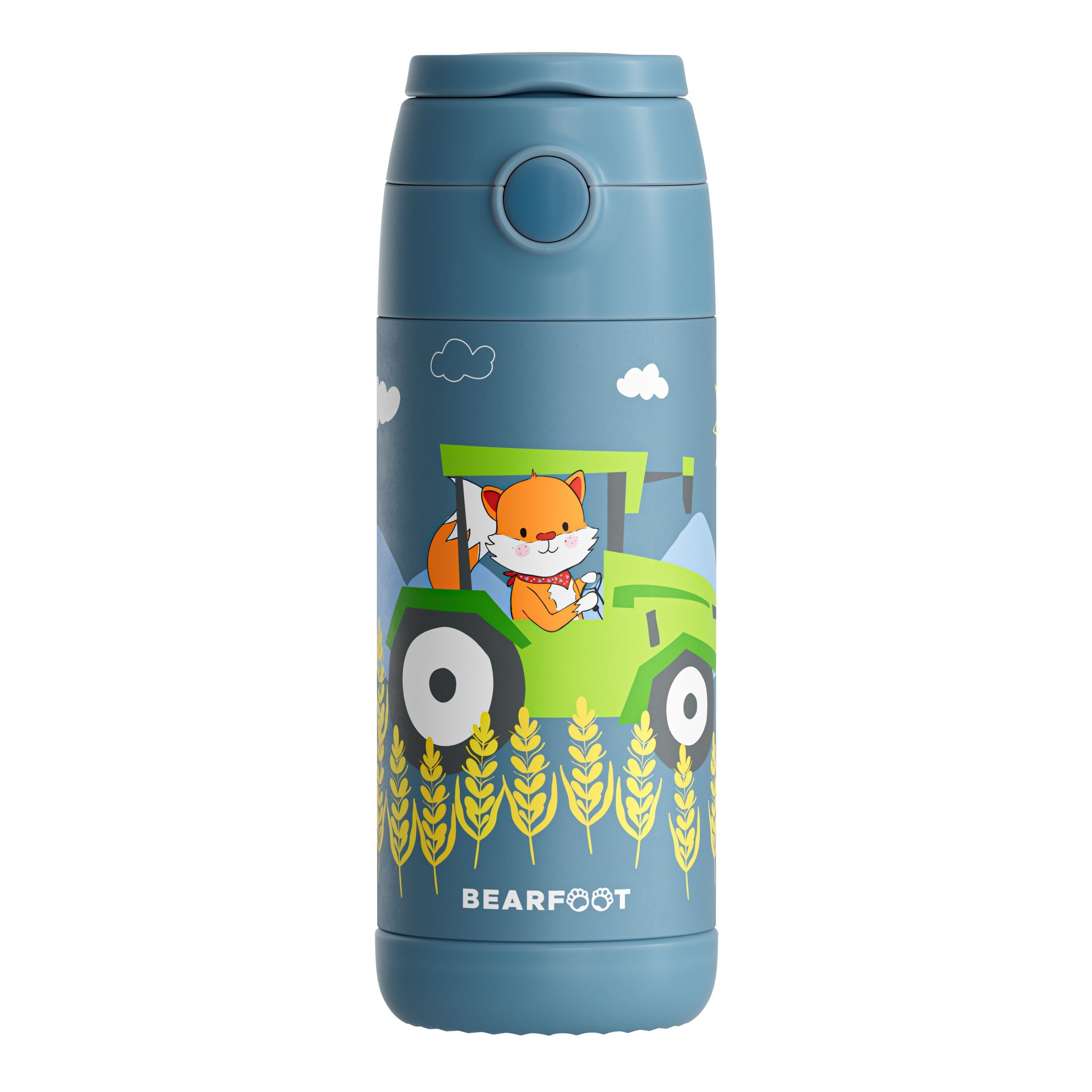 bearfoot-thermo-trinkflasche-edelstahl-traktor-fuchs-blau-350ml image 3